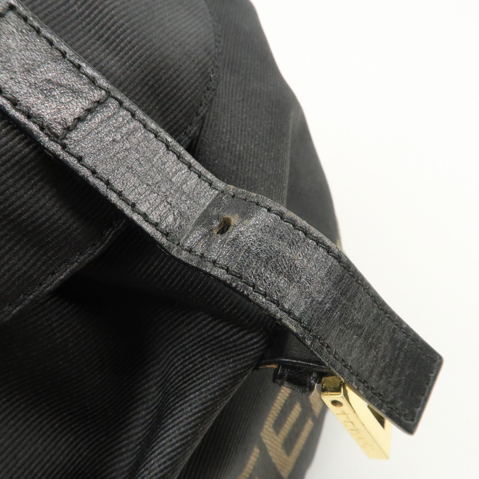 FENDI Nylon Leather Back Pack Black Gold Hardware 263390