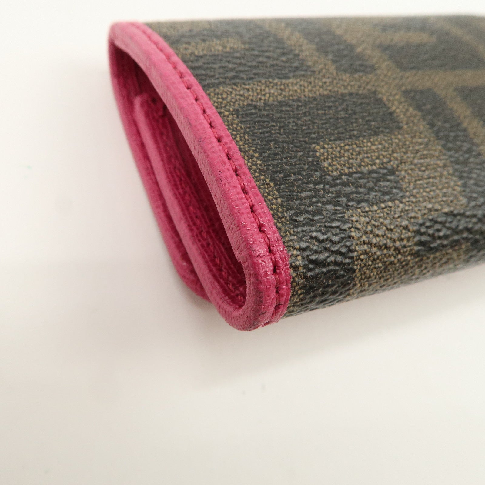 FENDI Zucca PVC Coating Canvas Leather 6 Rings Key Case 8AP079