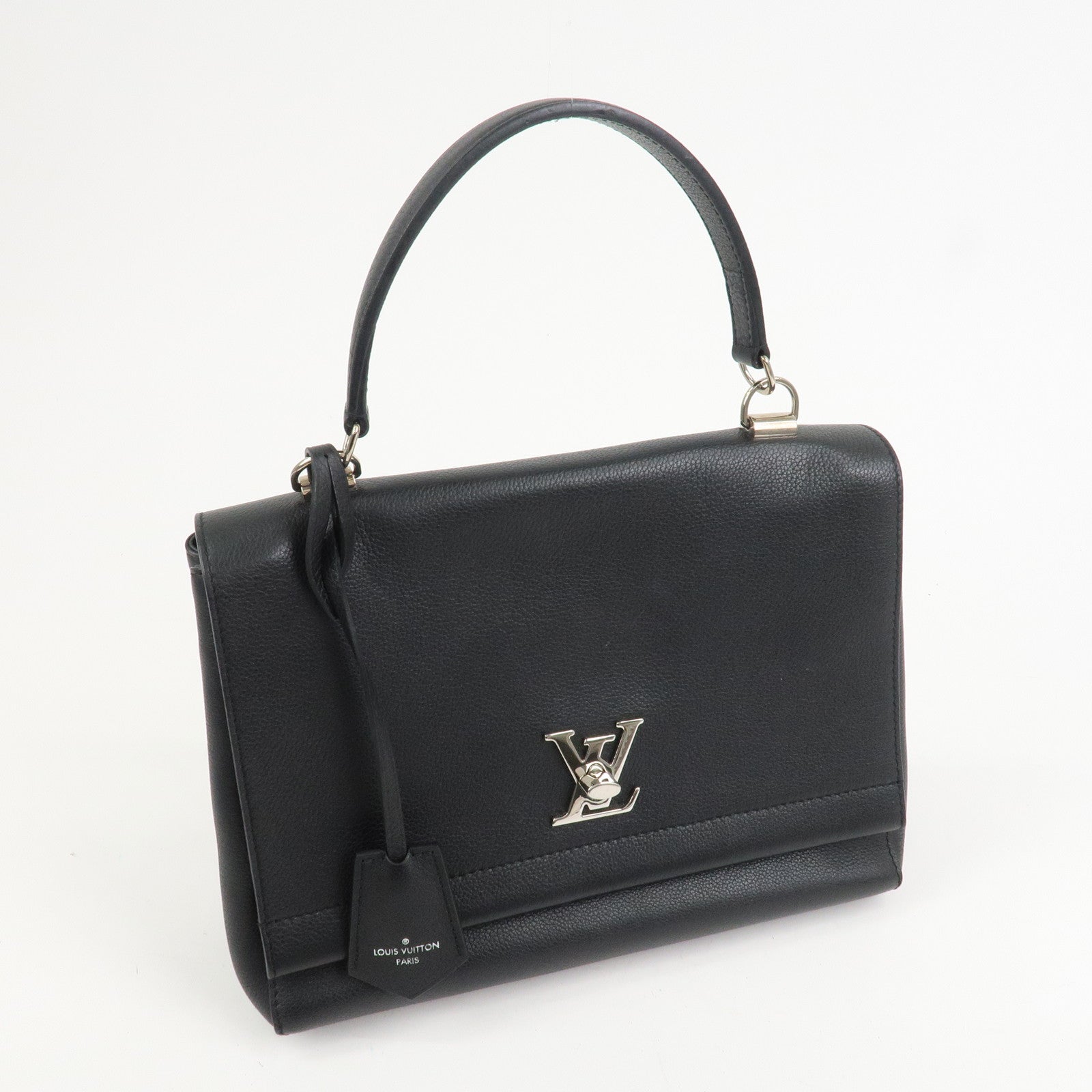 Louis Vuitton Lock Me Leather Cartable Hand Bag Noir Black M50250