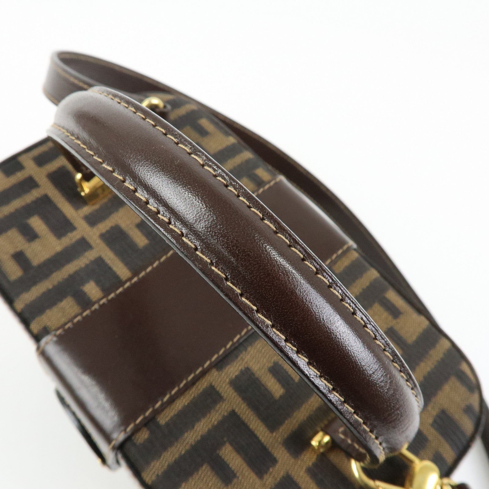 FENDI Zucca Canvas Leather 2Way Bag Hand Bag Shoulder Bag 914931