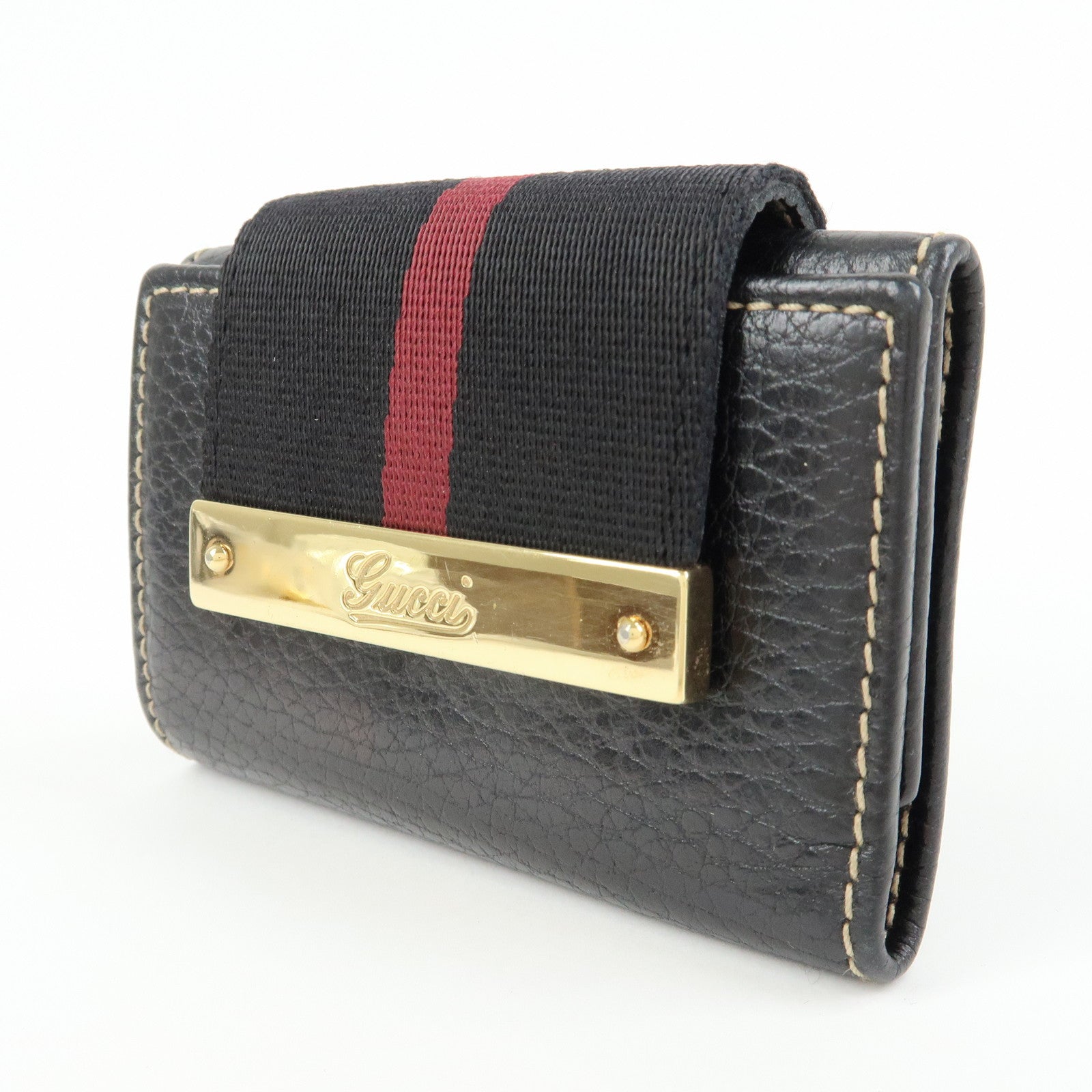 GUCCI Sherry Leather 6 Ring Key Case Key Holder Black 181673