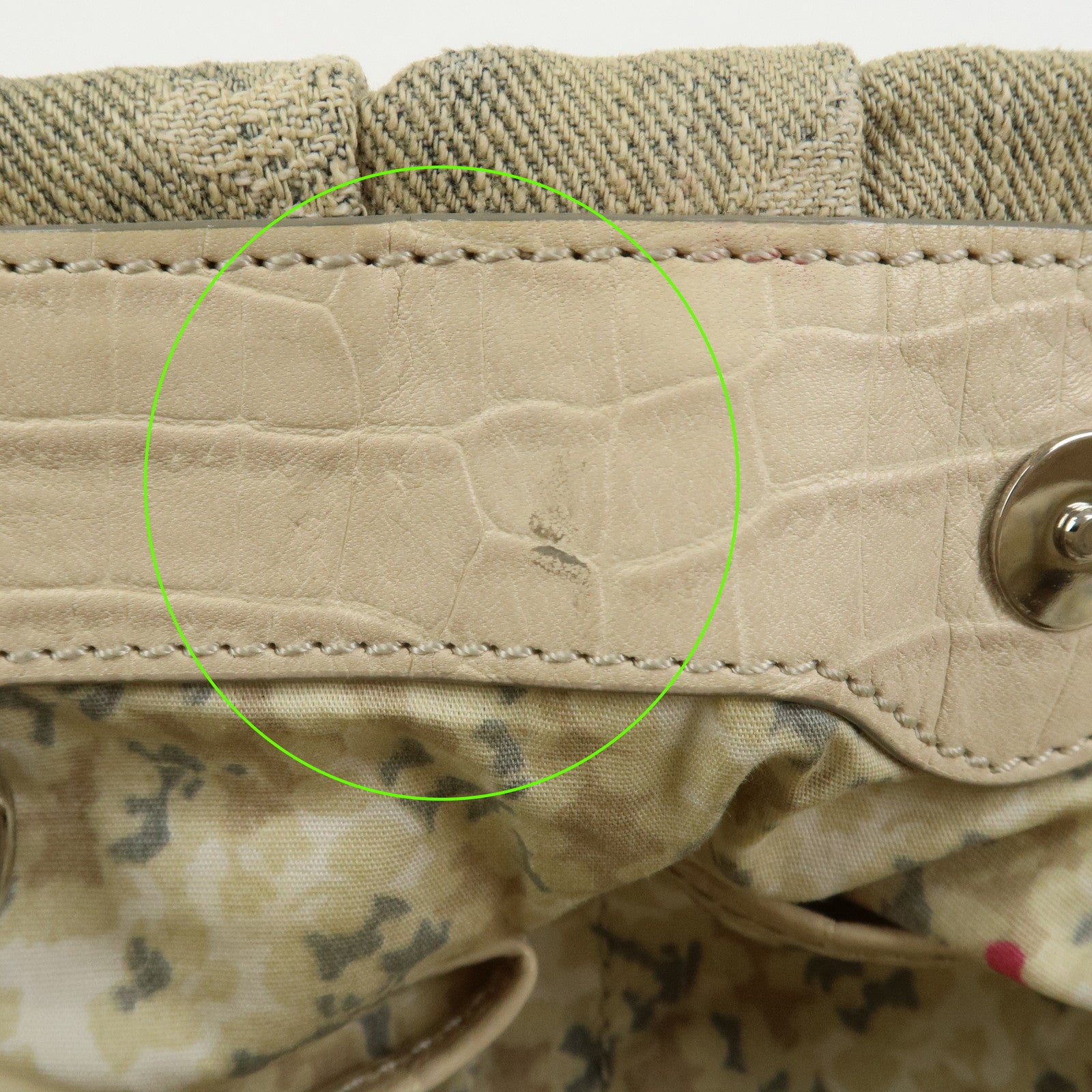 CELINE Macadam Denim Embossed Leather 2WAY Bag Hand Bag Blue Ivory