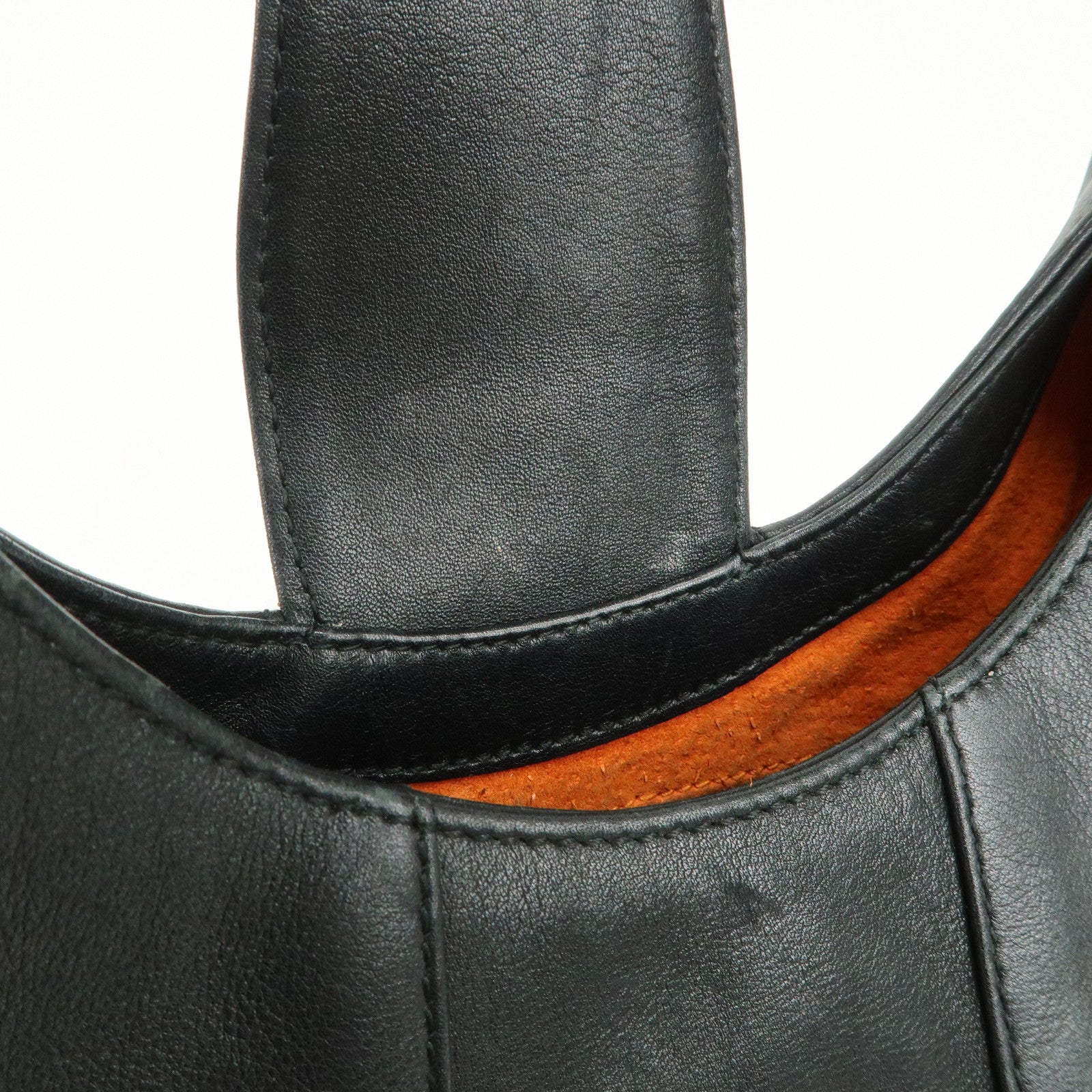 BVLGARI Leather Shoulder Bag Hand Bag Black Silver