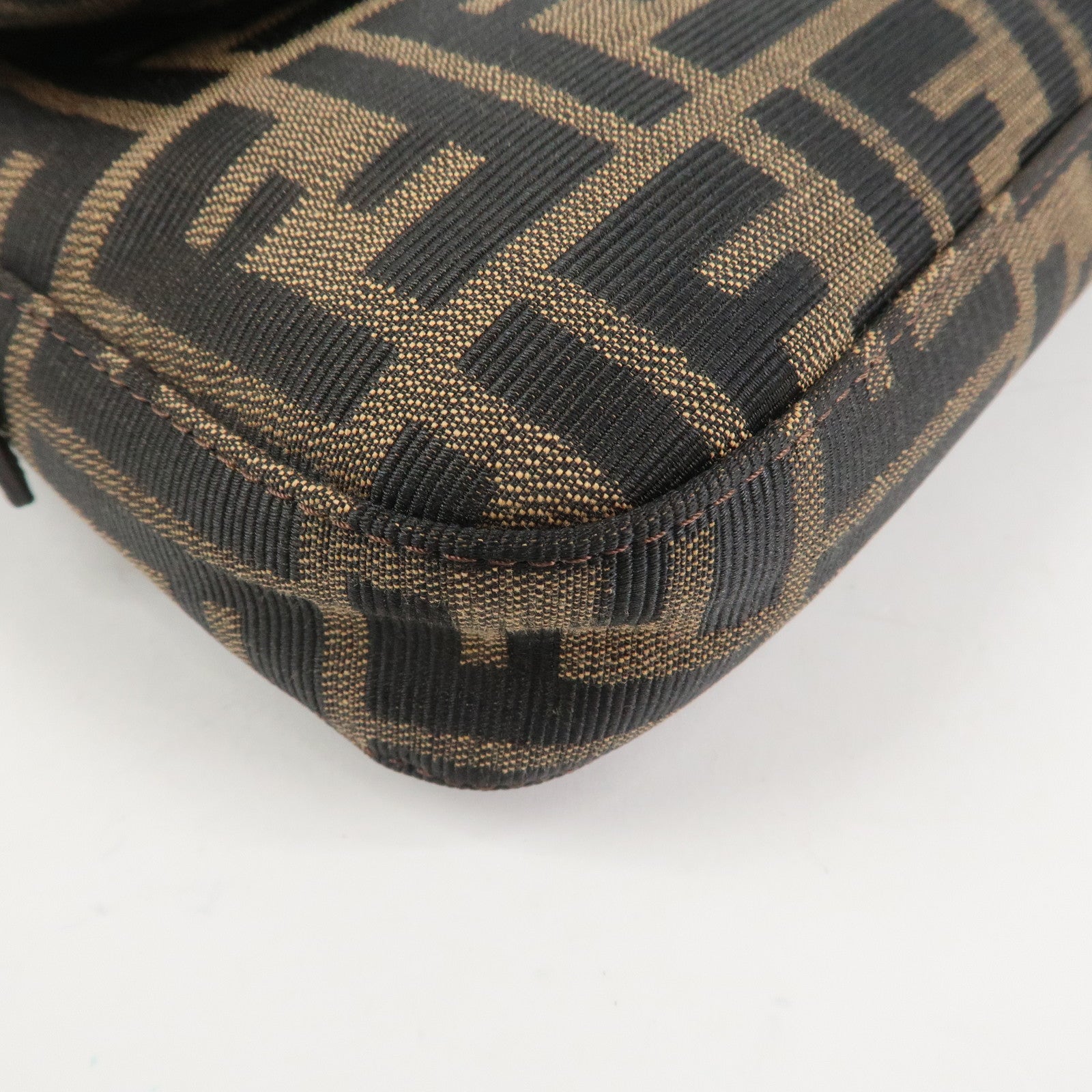 FENDI Zucca Mamma Baguette Canvas Leather Shoulder Bag Brown 26424