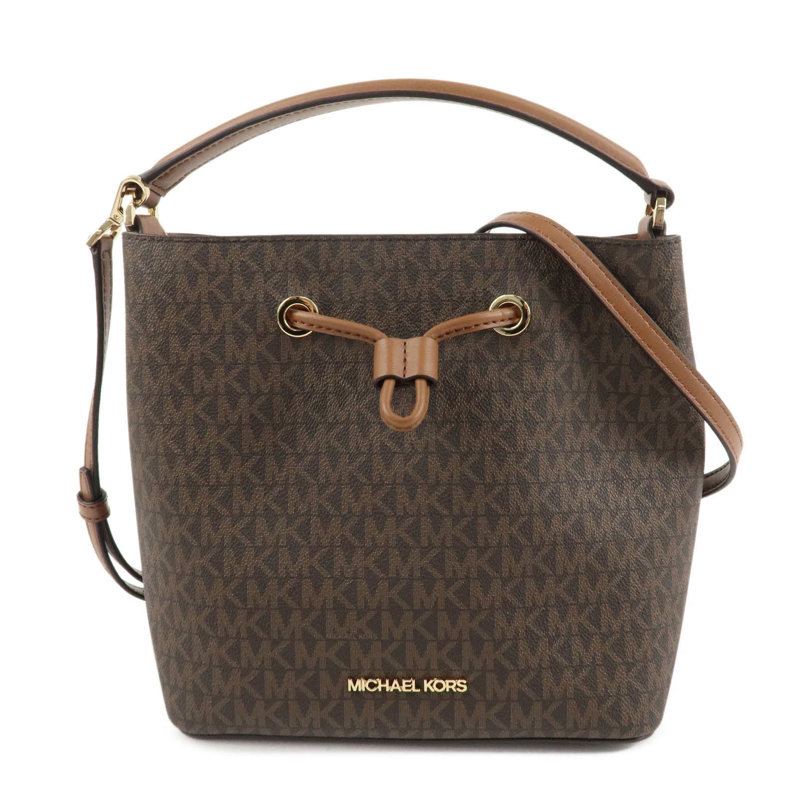 MICHAEL KORS PVC 2Way Leather Hand Bag Shoulder Bag Brown Gold HDW Used