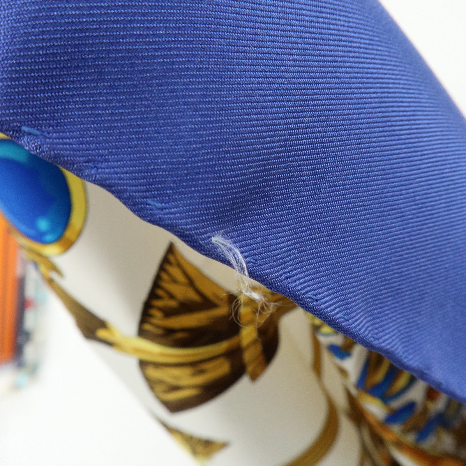 HERMES Carre 90 Silk100% Caty Ancient Egypt Scarab Scarf Blue White