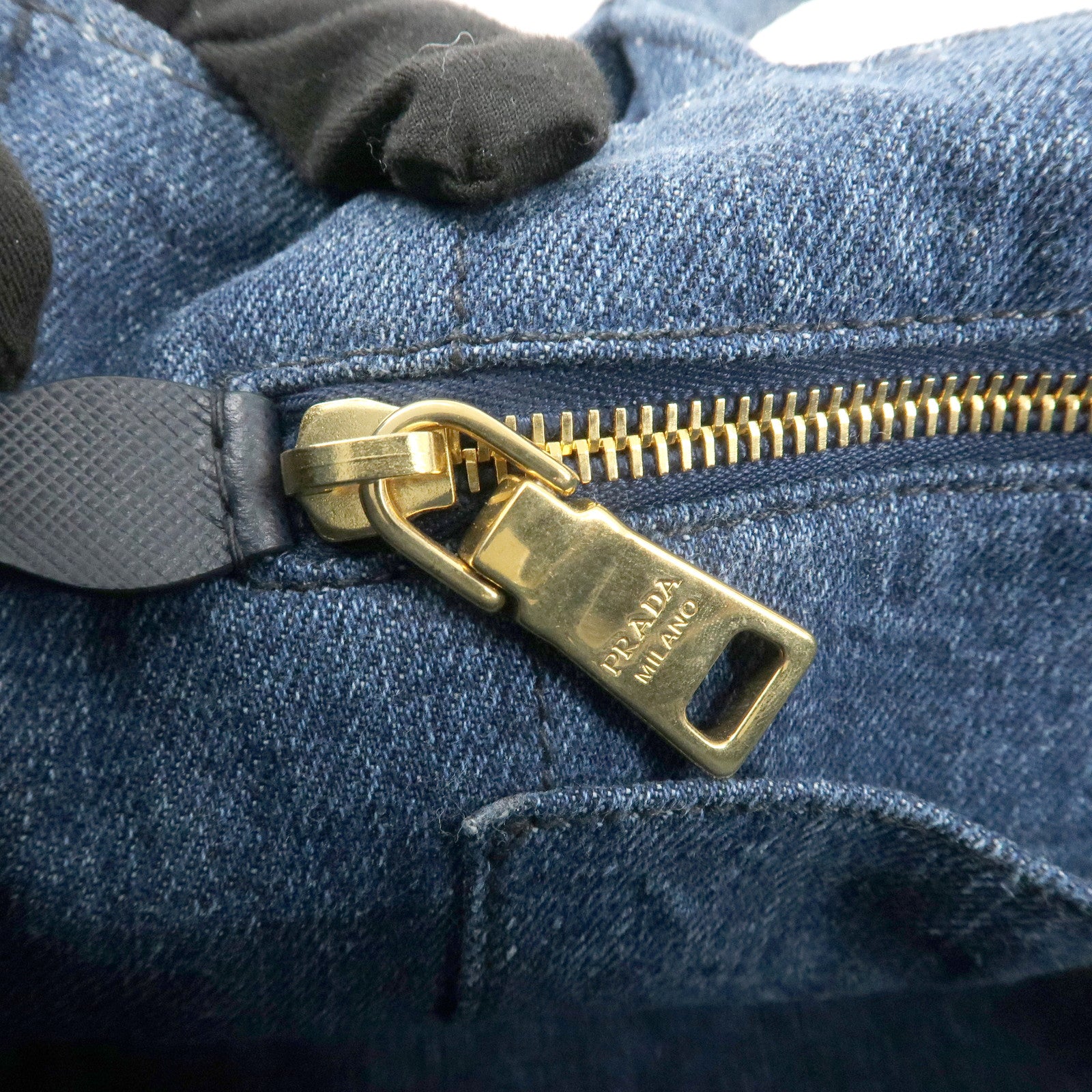PRADA Canapa Denim 2Way Bag Hand Bag Shoulder Bag Navy B2642B Used