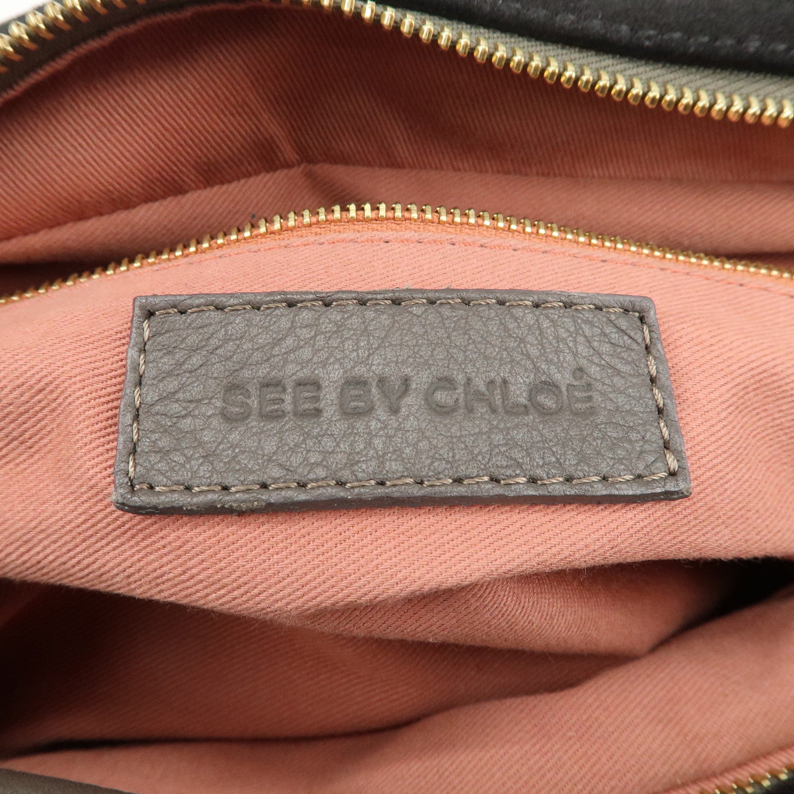 Chloe See by Chloe Leather Shoulder Bag Hand Bag Ribbon Brown