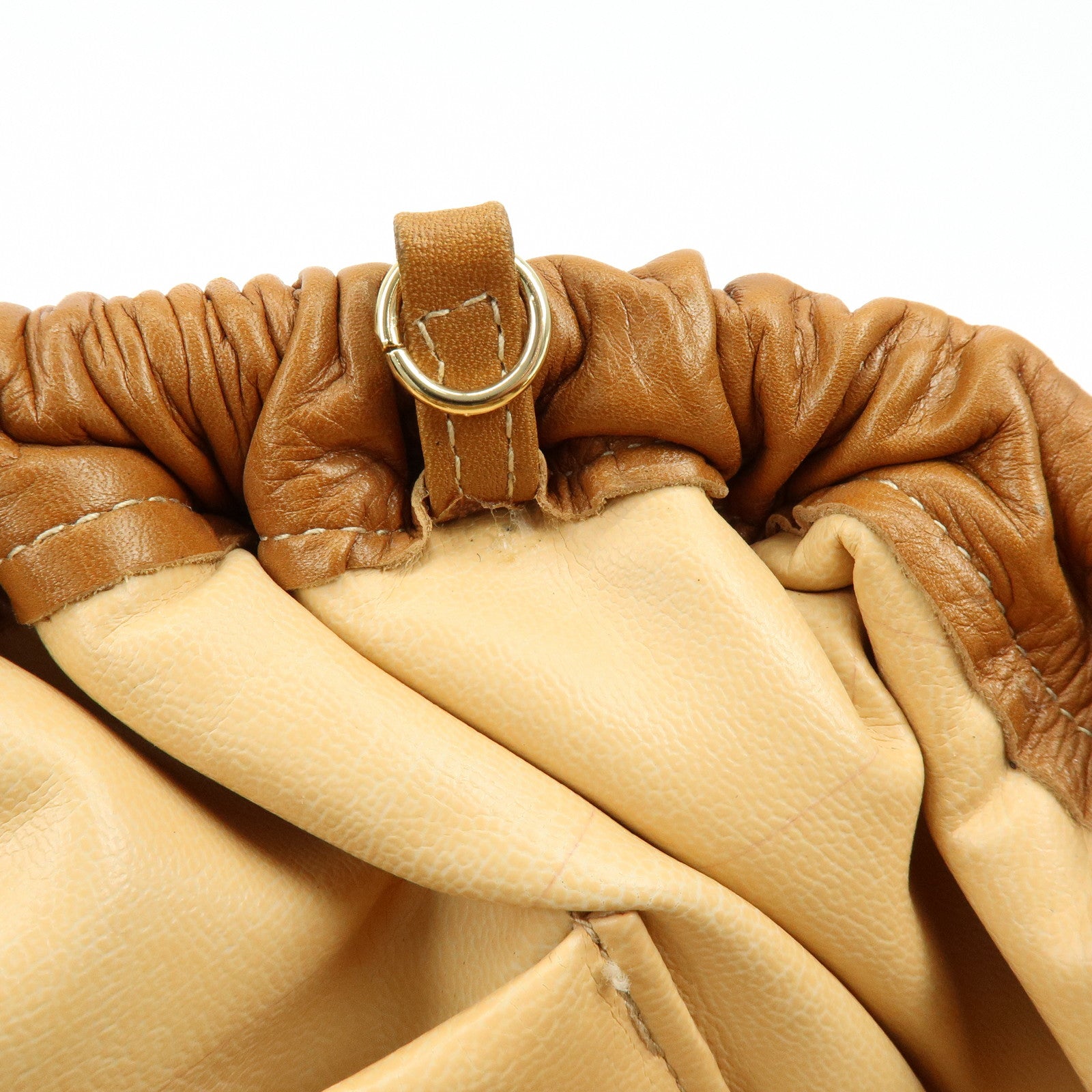 CELINE Leather 2Way Shoulder Bag Clutch Bag Brown
