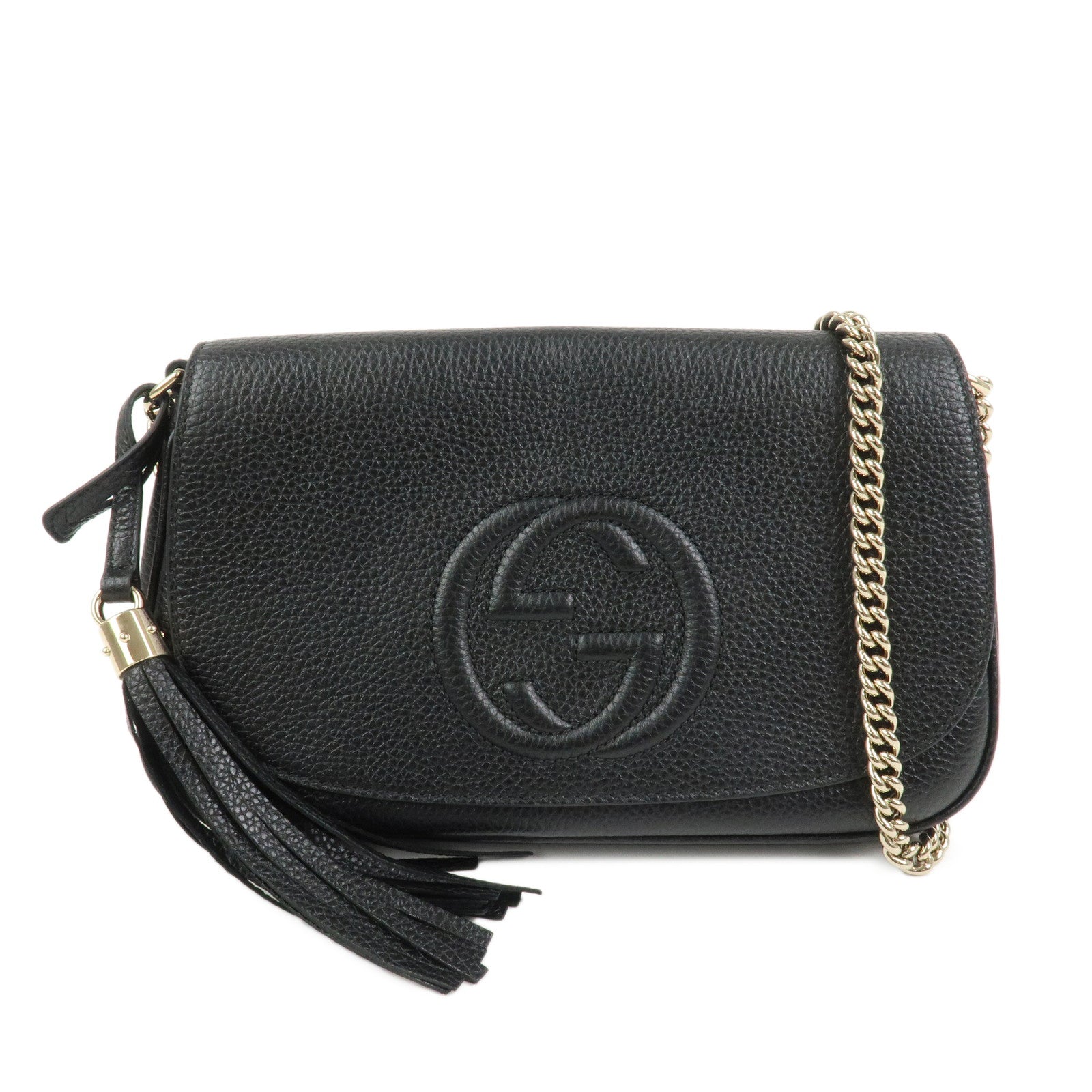 GUCCI SOHO Leather Chain Shoulder Bag Crossbody Bag Black 536224