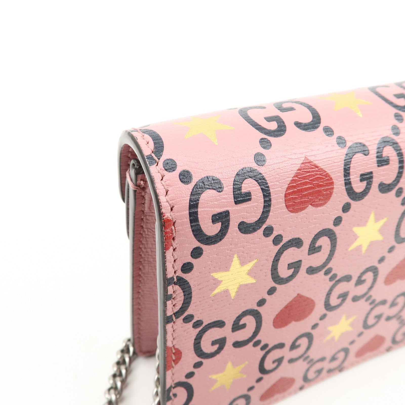 GUCCI Dionysus Super Mini Bag Heart Chain Shoulder Bag Pink 476432