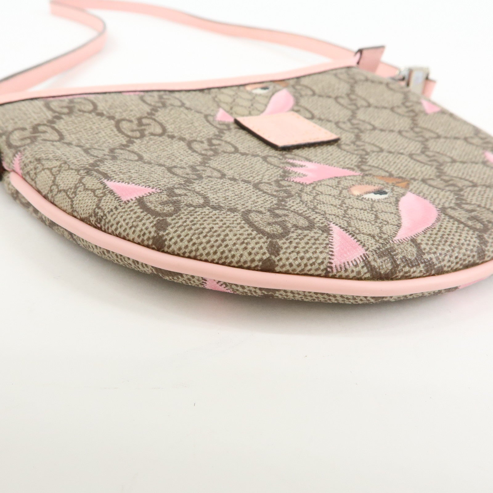 GUCCI Childrens GG Supreme Leather Shoulder Bag Beige Pink 297540