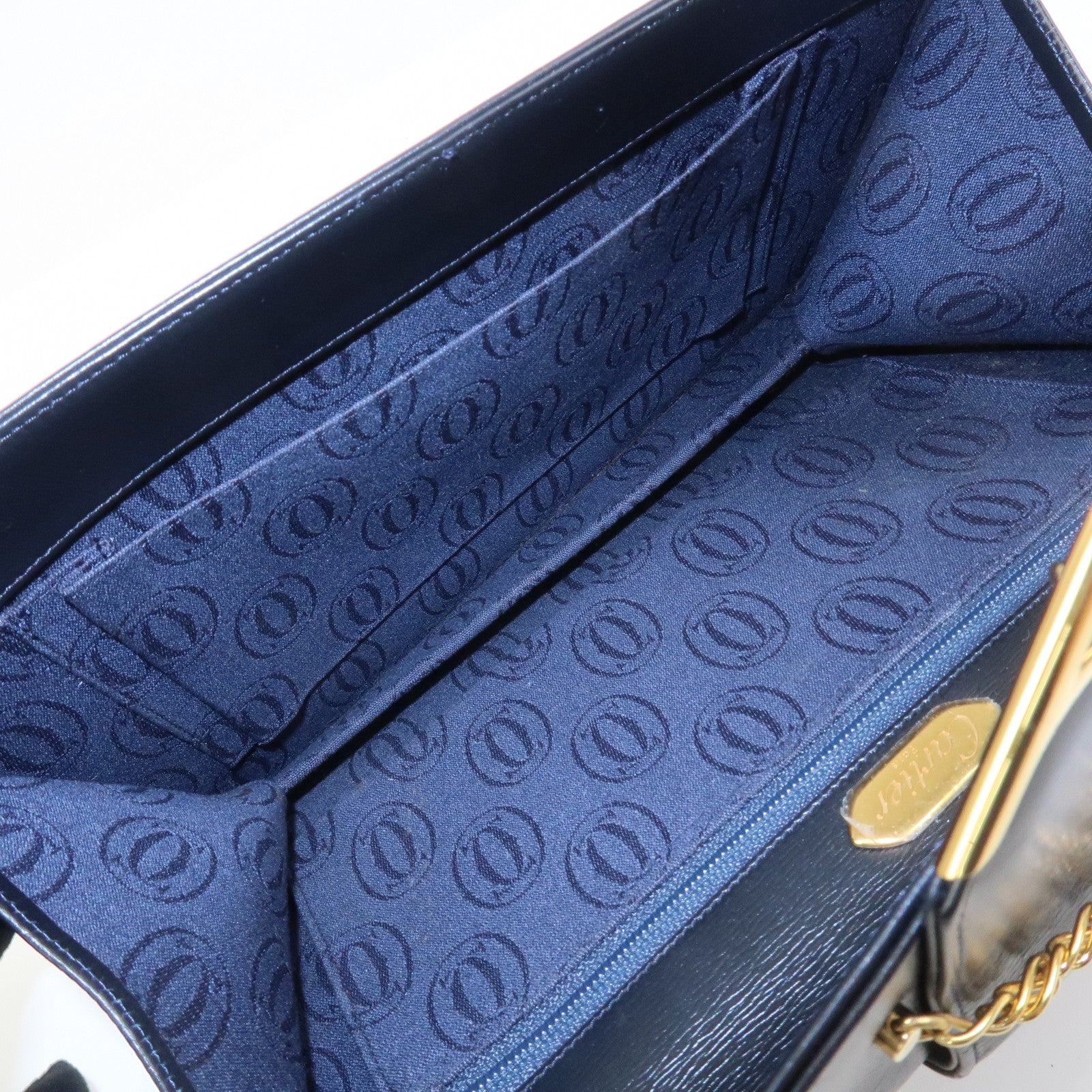 Cartier Sapphire Line Leather Sapphire Chain Shoulder Bag Black