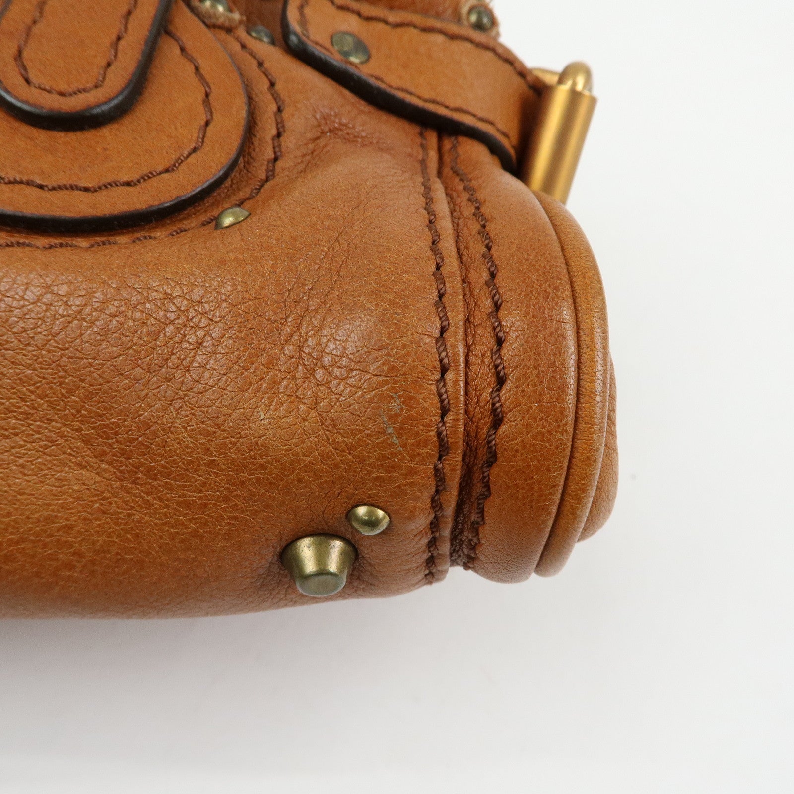 Chloe Paddington Leather Mini Hand Bag Boston Bag Brown