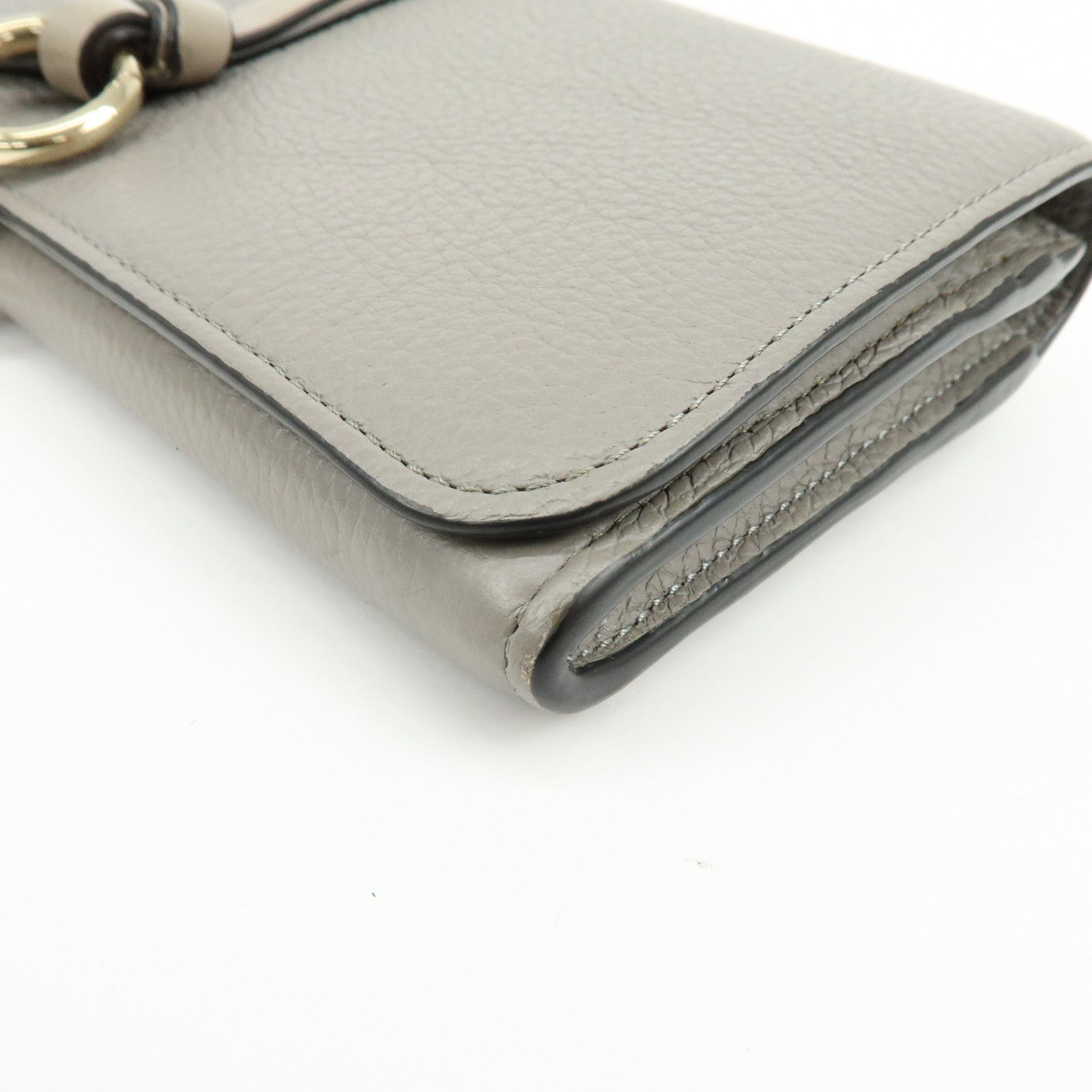 Chloe Alphabet Leather Flap Long Wallet C Charm Gray