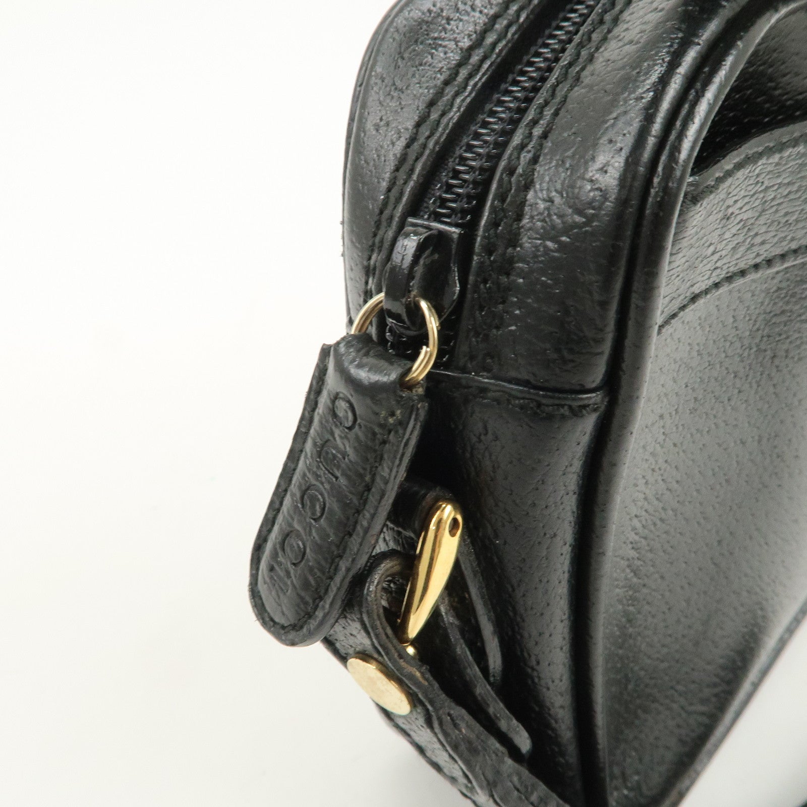 GUCCI Diamante Leather Clutch Bag Wristlet Bag Black 018・1095・3701