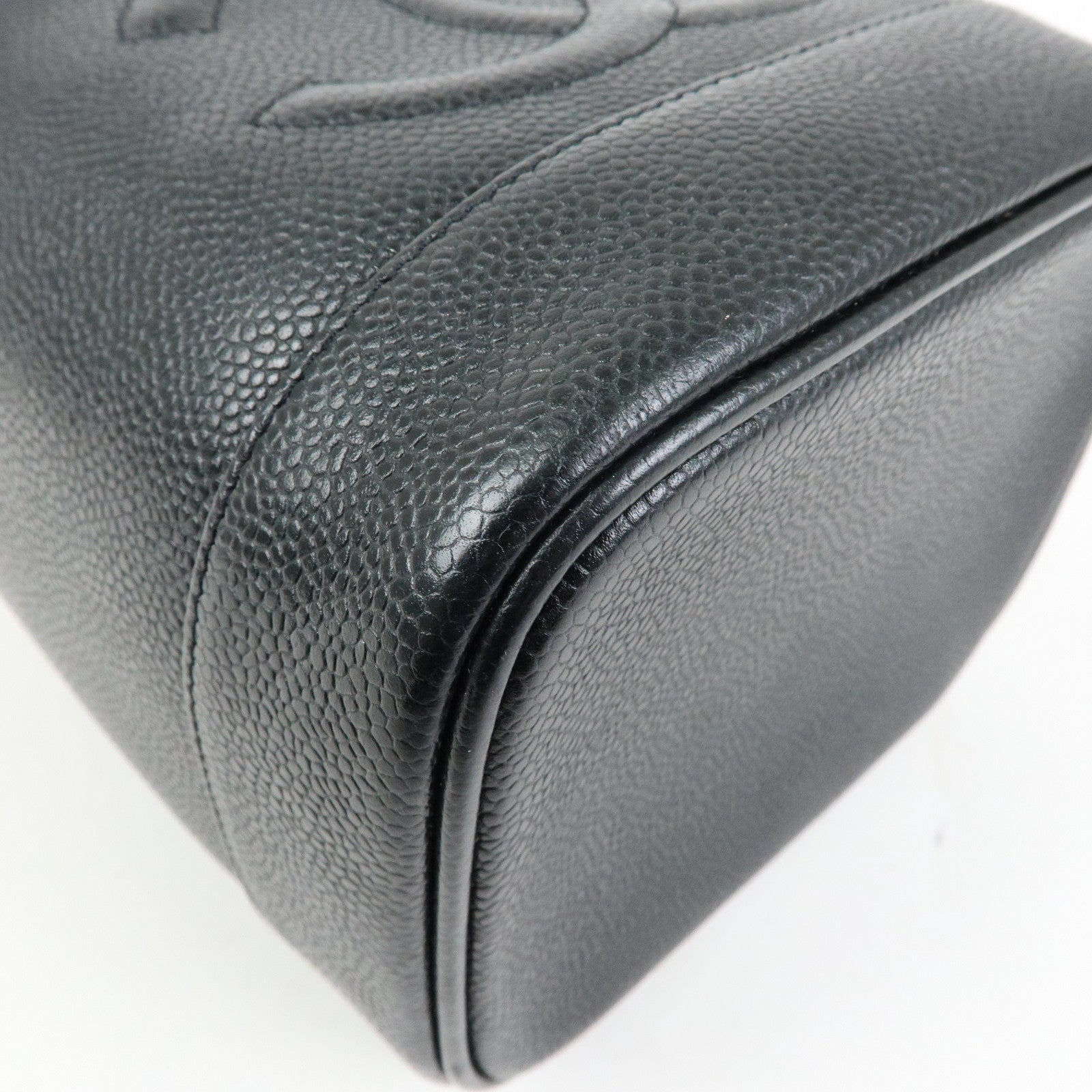 CHANEL COCO Mark Caviarskin Vanity Bag Hand Bag Black A01998
