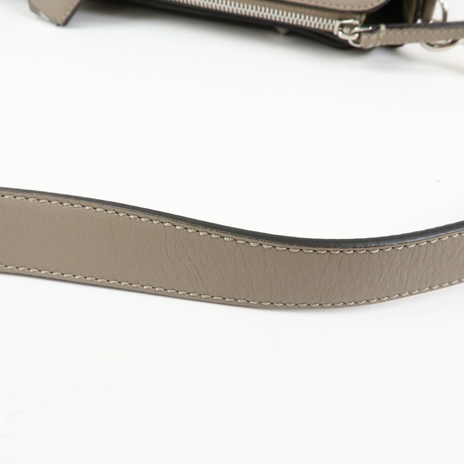FENDI By The Way Medium Leather 2Way Bag Hand Bag Greige 8BL146