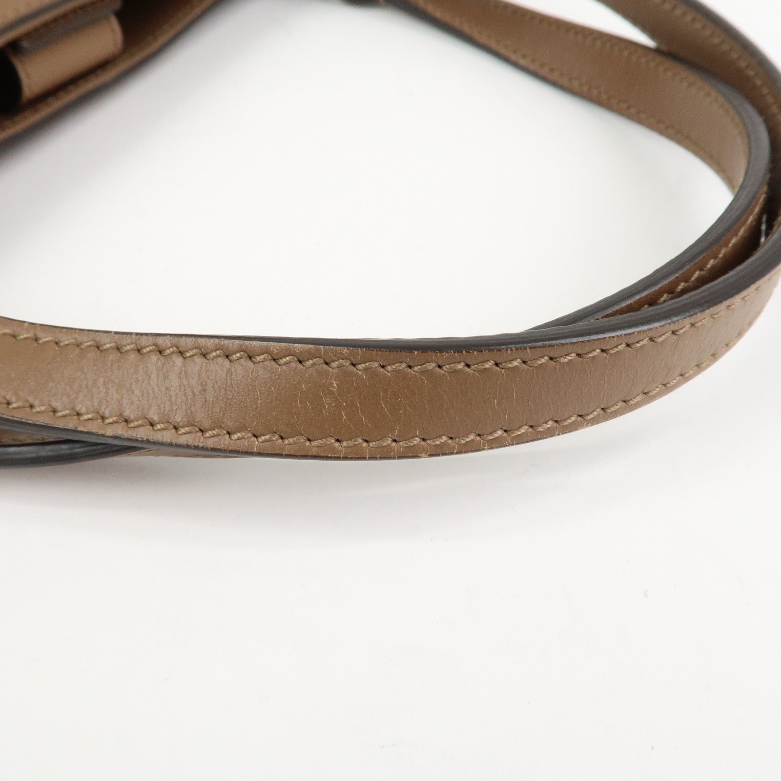 GUCCI Craft Denim Leather Tote Bag Hand Bag Navy Brown 348715