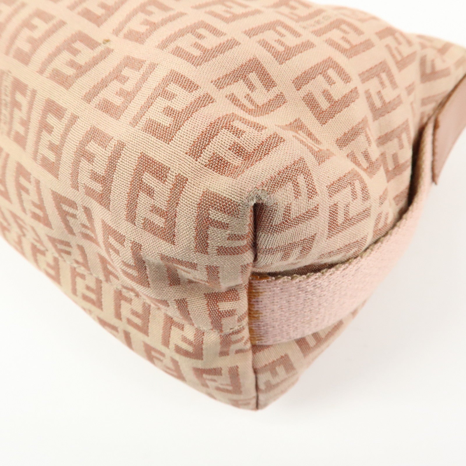 FENDI Zucchino Canvas Leather Shoulder Crossbody Bag Pink 8BR319