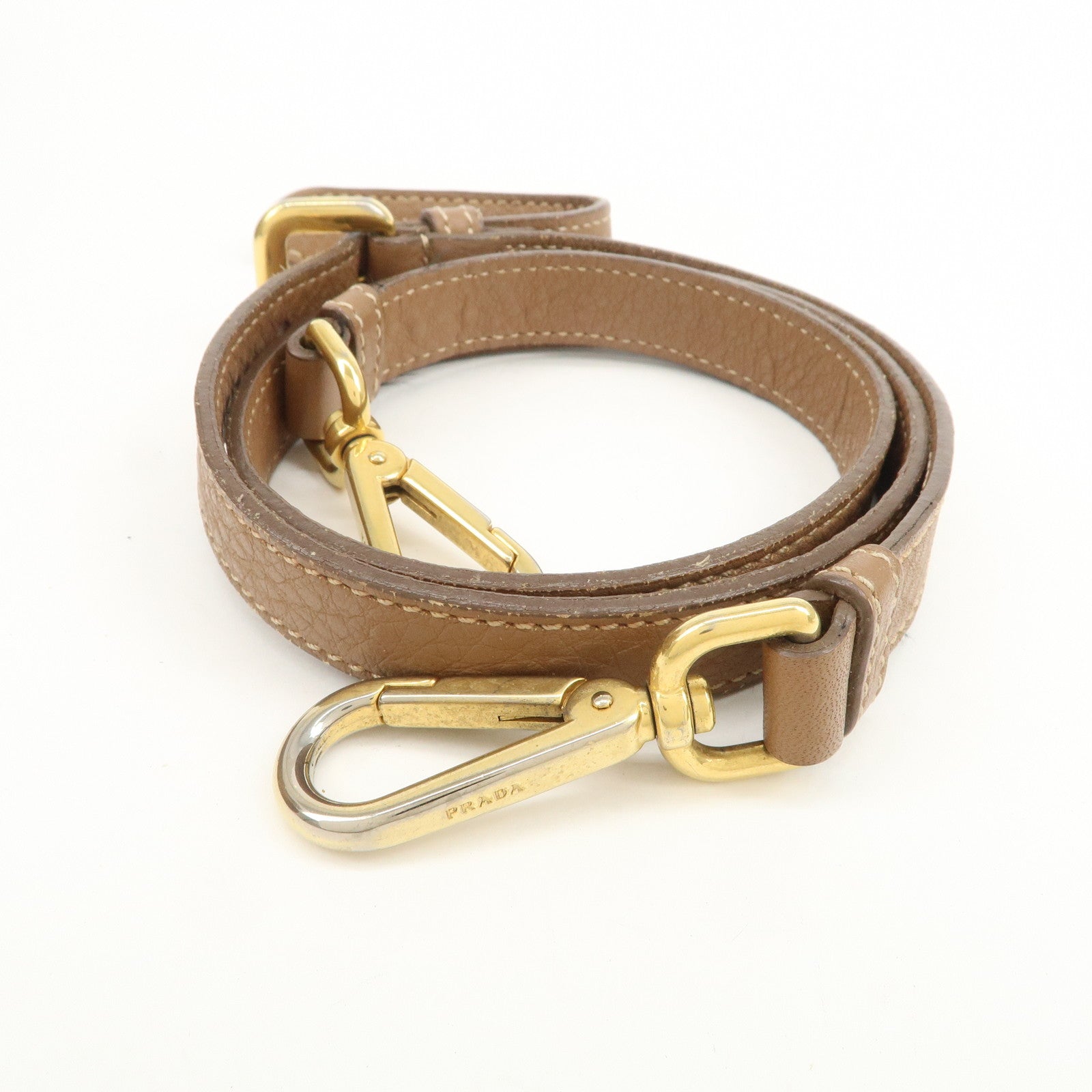 PRADA Calf Leather 2Way Bag Hand Bag Shoulder Bag Brown