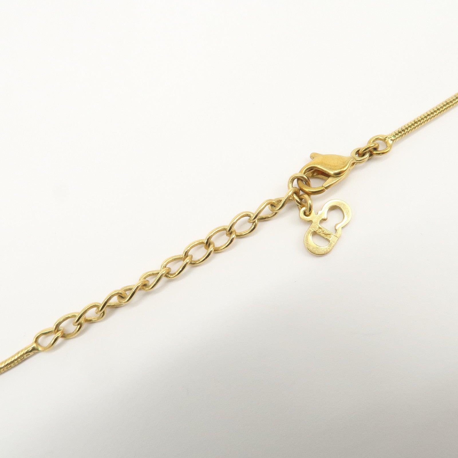 Christian Dior Logo Metal Initial D Alphabet Necklace Choker Gold