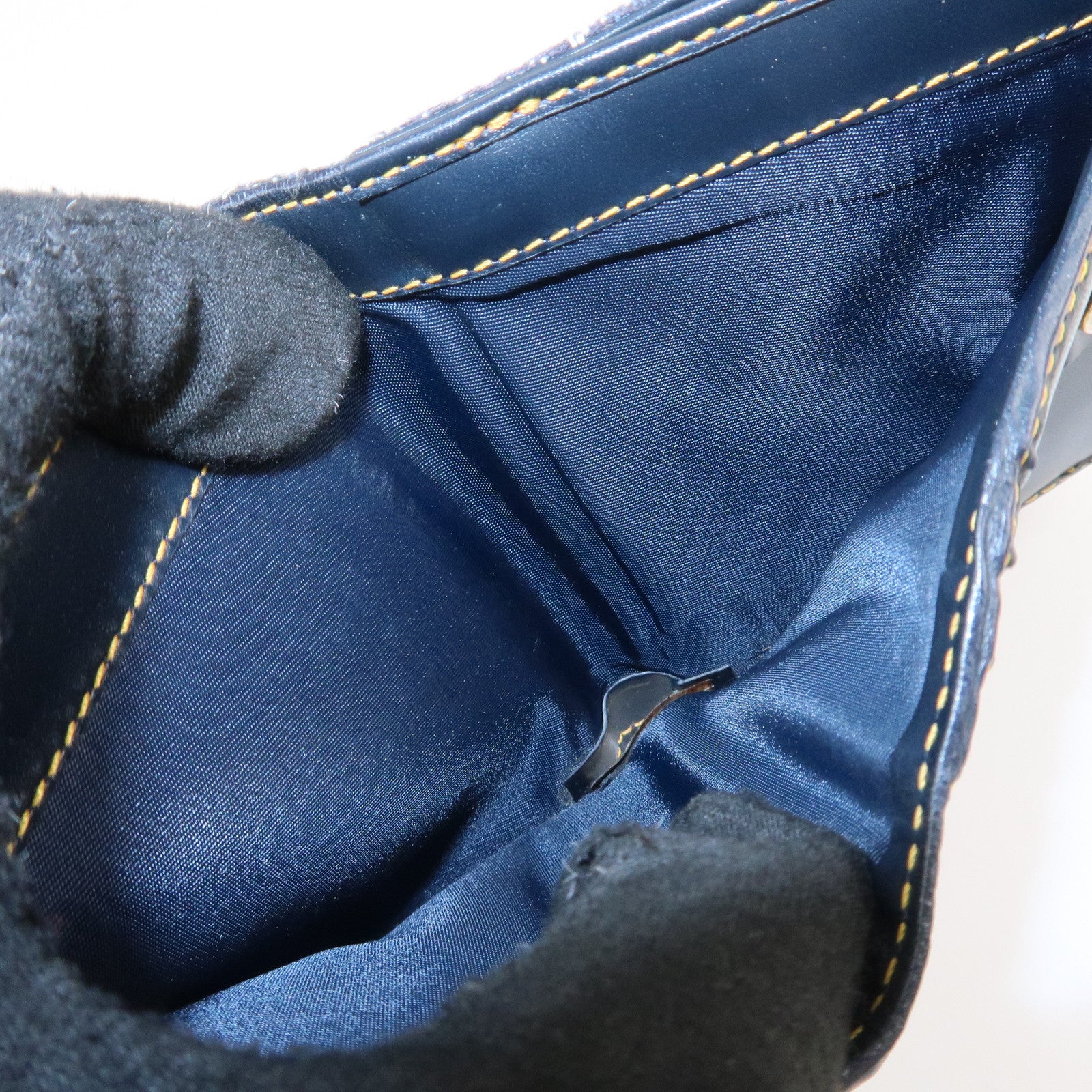 Christian Dior Trotter Saddle Canvas Leather Compact Wallet Navy
