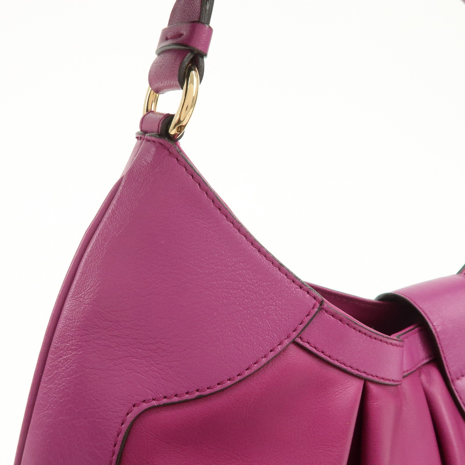 Ferragamo Gancini Leather Shoulder Bag Hand Bag Purple