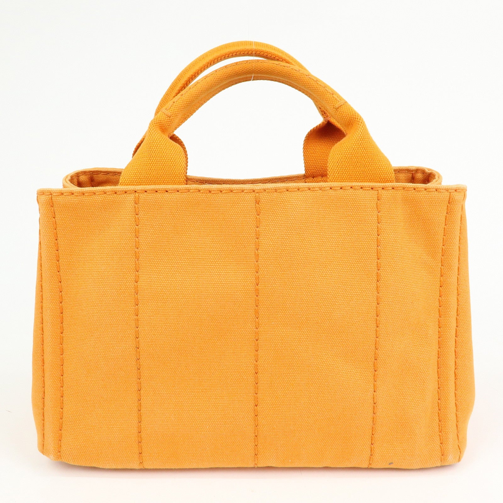 PRADA Triangle Logo Canapa Mini Canvas Tote Hand Bag Orange BN2439
