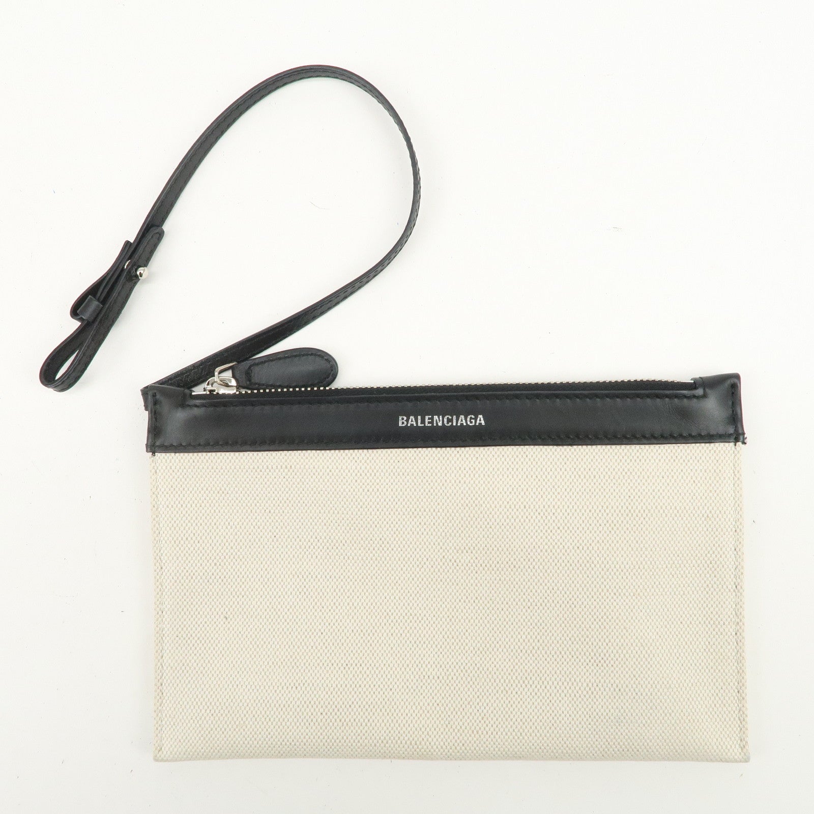 BALENCIAGA Navy Cabas S Cotton Calf Skin Tote Bag Hand Bag 339933