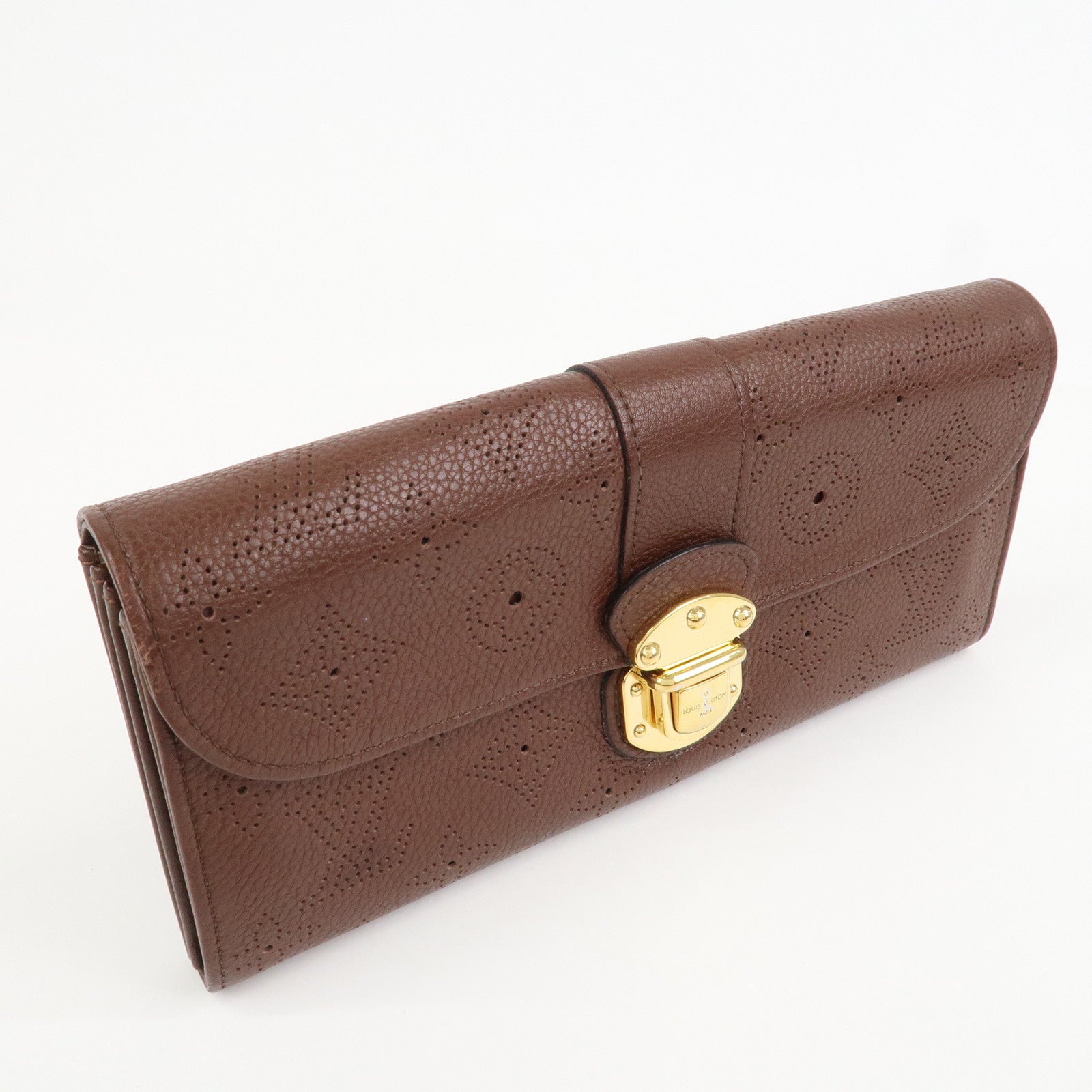 Louis Vuitton Monogram Mahina Portefeuilles Amelia Long Wallet Acajou M58125