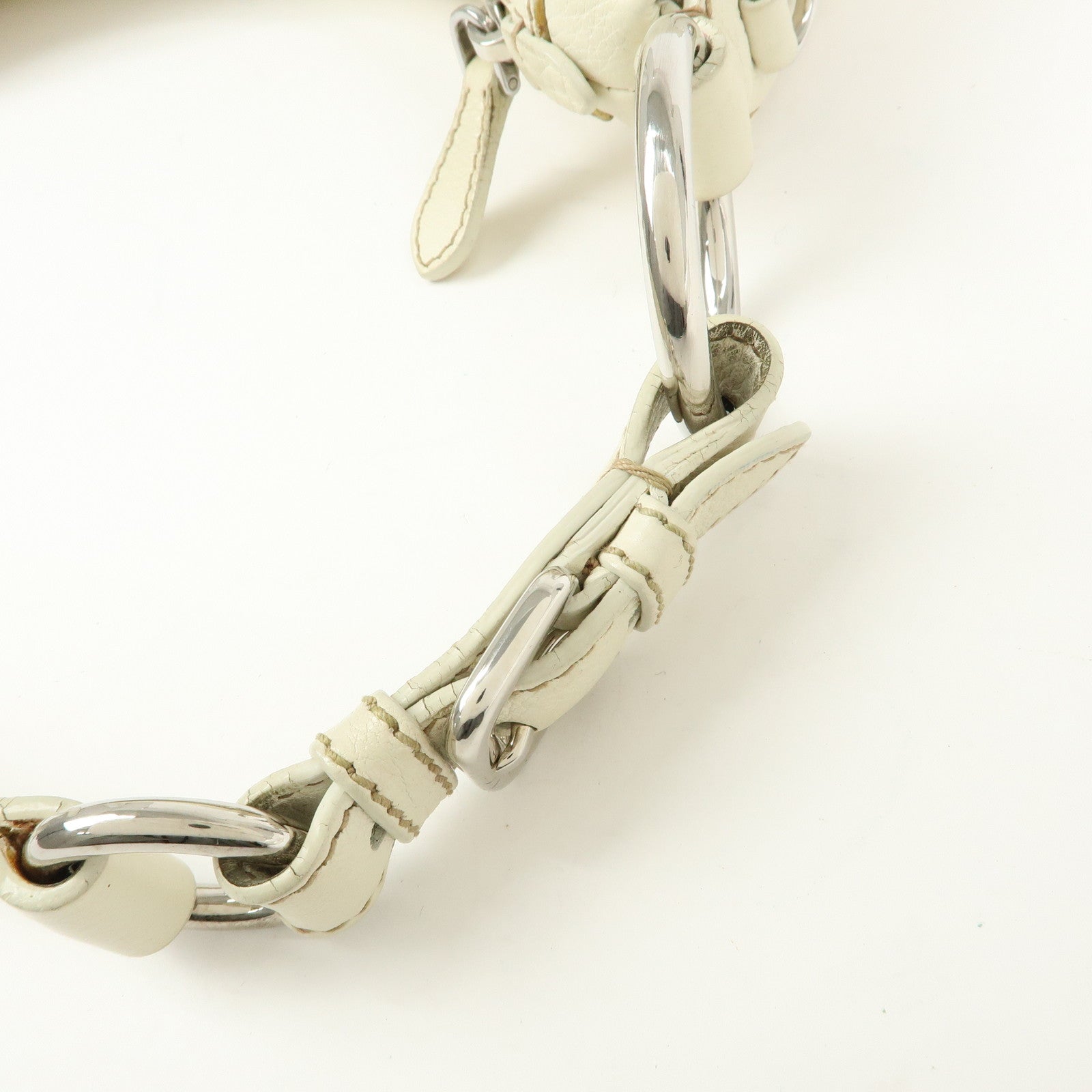 PRADA Logo Leather Hand Bag Shoulder Bag White