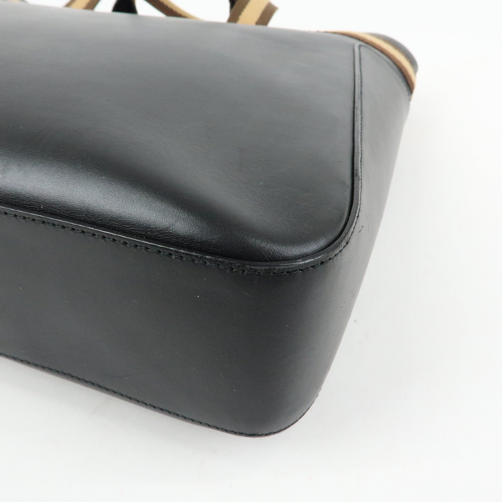 GUCCI Sherry Leather Tote Bag Hand Bag Black 002・1134