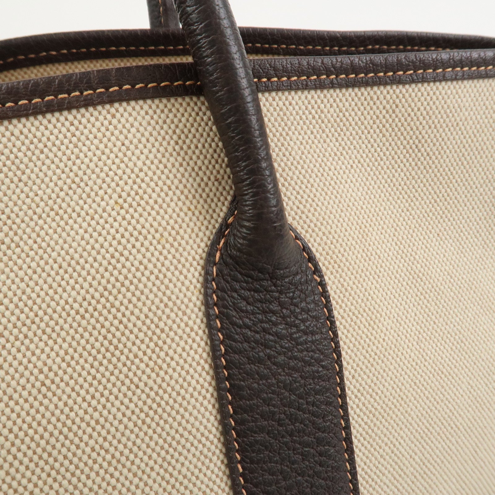 HERMES Garden Party PM Toile Ash H Stamped Tote Bag Natural Brown