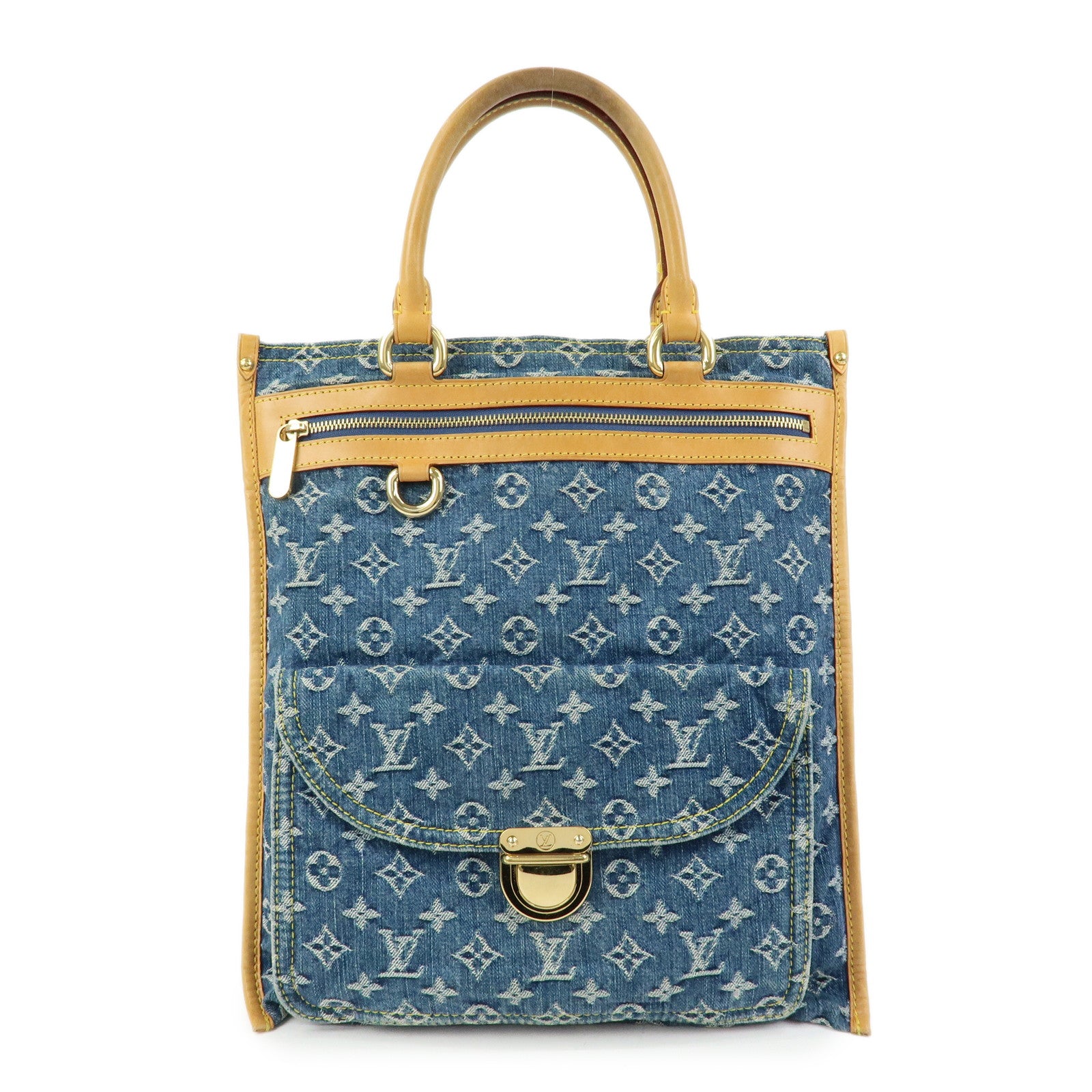 Louis Vuitton Monogram Denim Flat Shopper Tote Bag M95018
