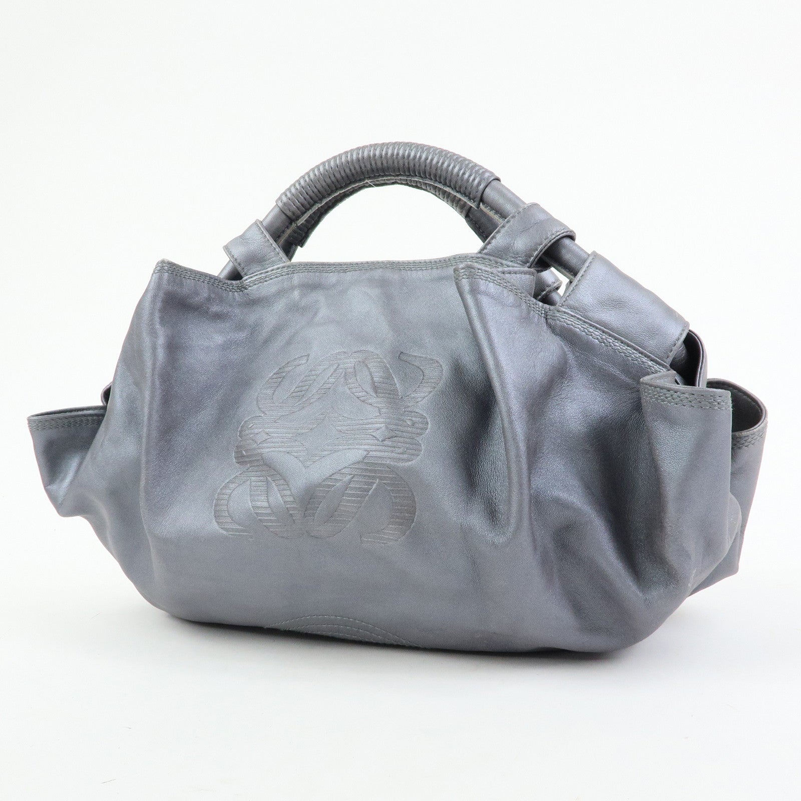LOEWE Anagram Leather Nappa Aire Hand Bag Tote Bag Gray