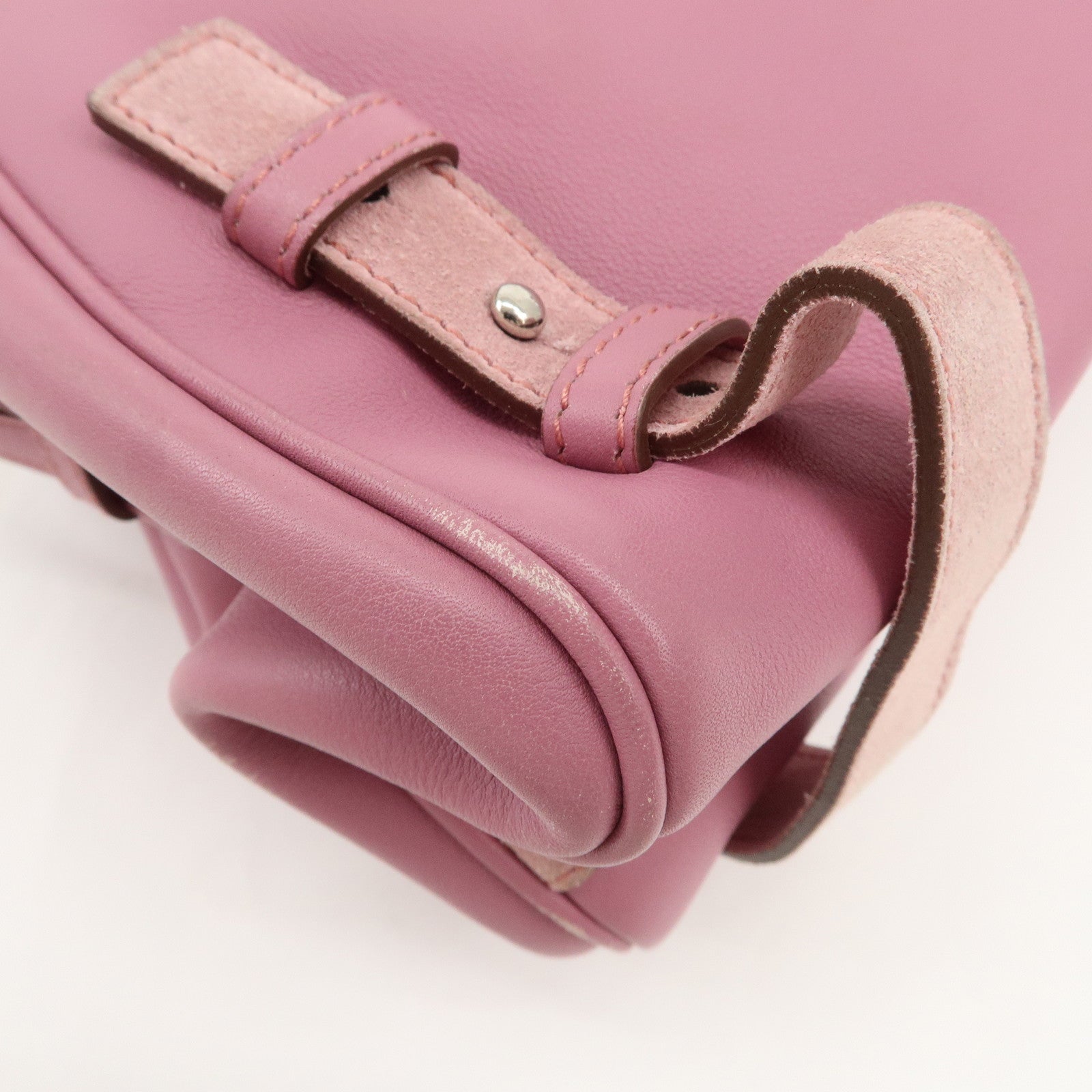 Ferragamo Gancini Leather Suede Shoulder Bag Hand Bag Pink