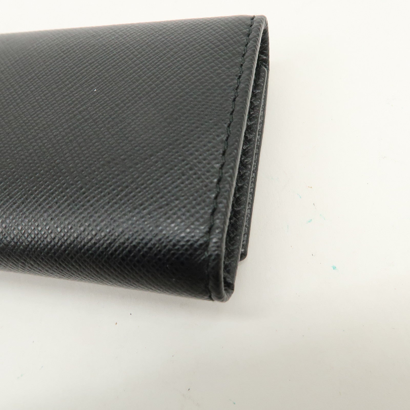 PRADA Triangle Logo Saffiano Leather 6 Rings Key Case Black 2PG222