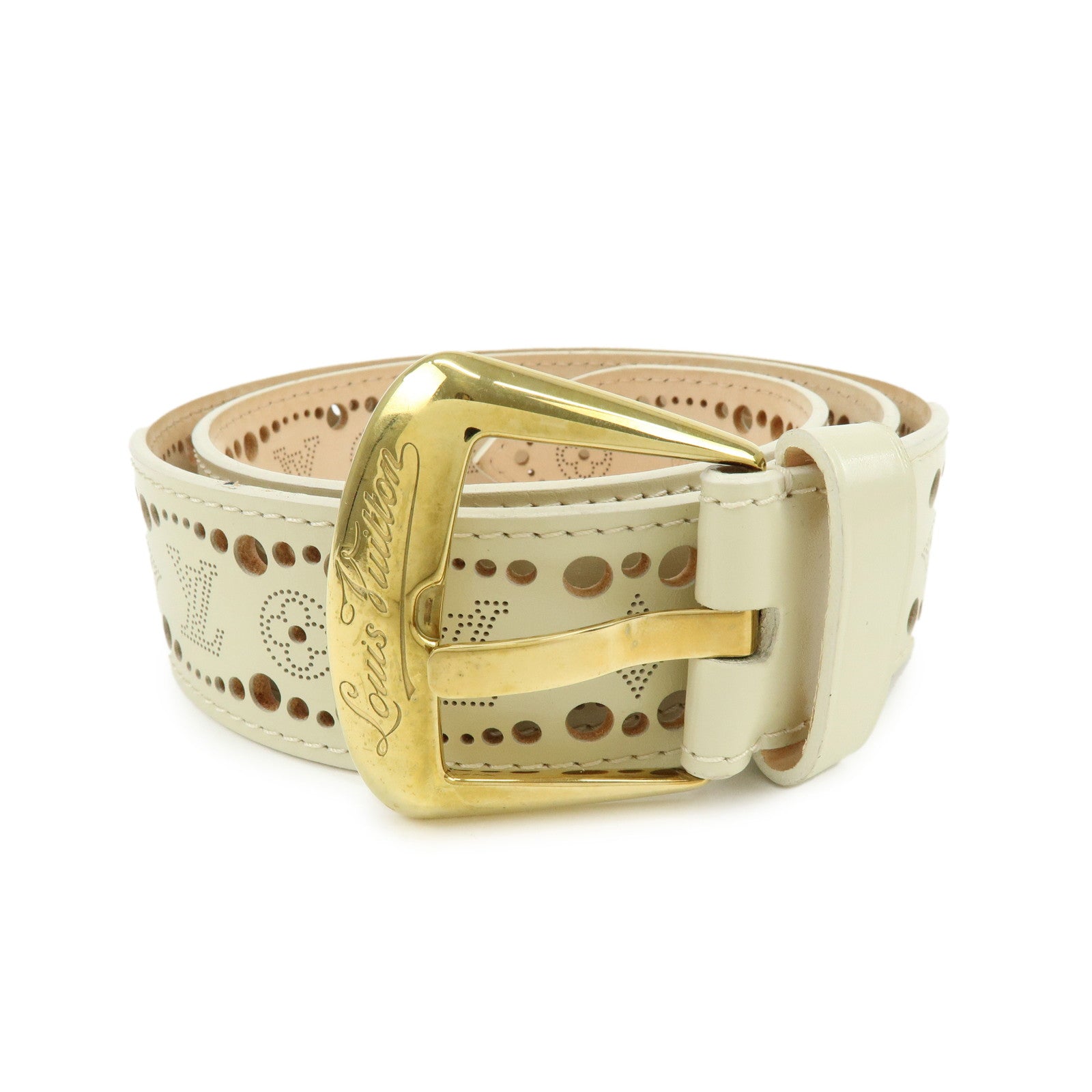 Louis Vuitton Leather Ceinture Phoenix Belt Ivory 85/34 M9680