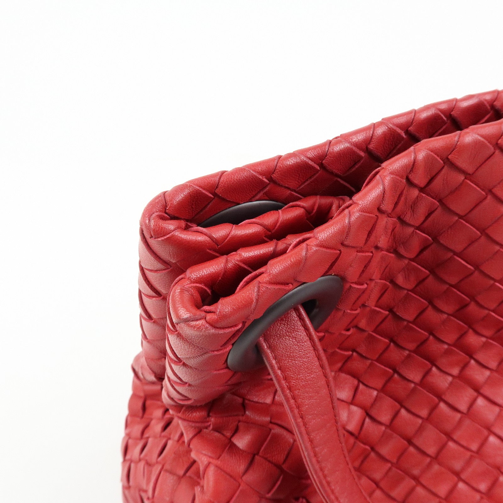 BOTTEGA VENETA Intrecciato Leather Shoulder Bag Hand Bag Red