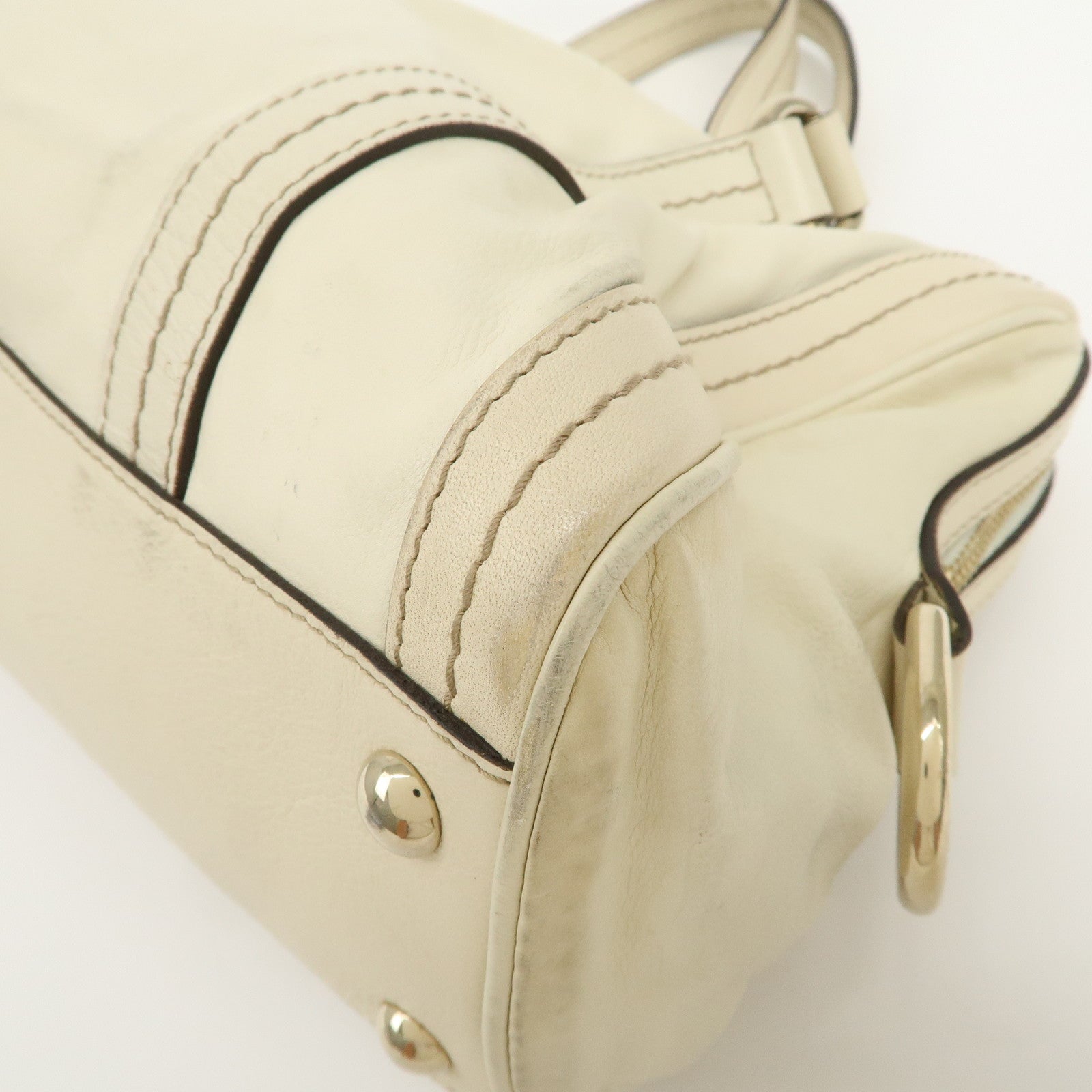 GUCCI Historia Interlocking G Leather Mini Boston Bag Ivory 181487