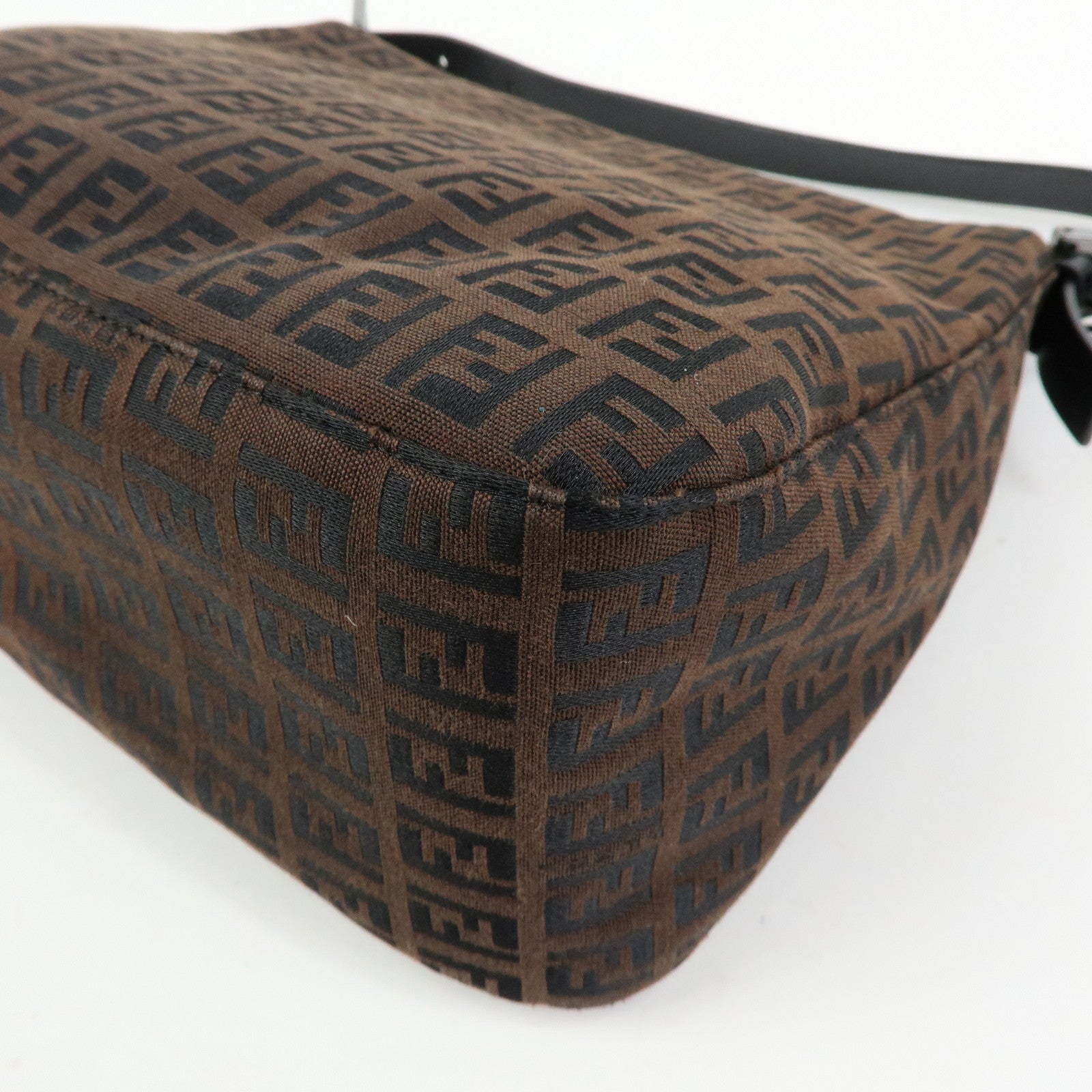 FENDI Mamma Baguette Zucchino Canvas Leather Shoulder Bag 8BR001