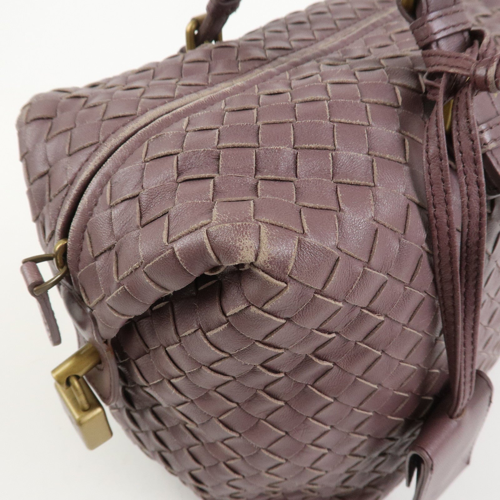 BOTTEGA VENETA Intrecciato Leather Boston Bag Purple 173398