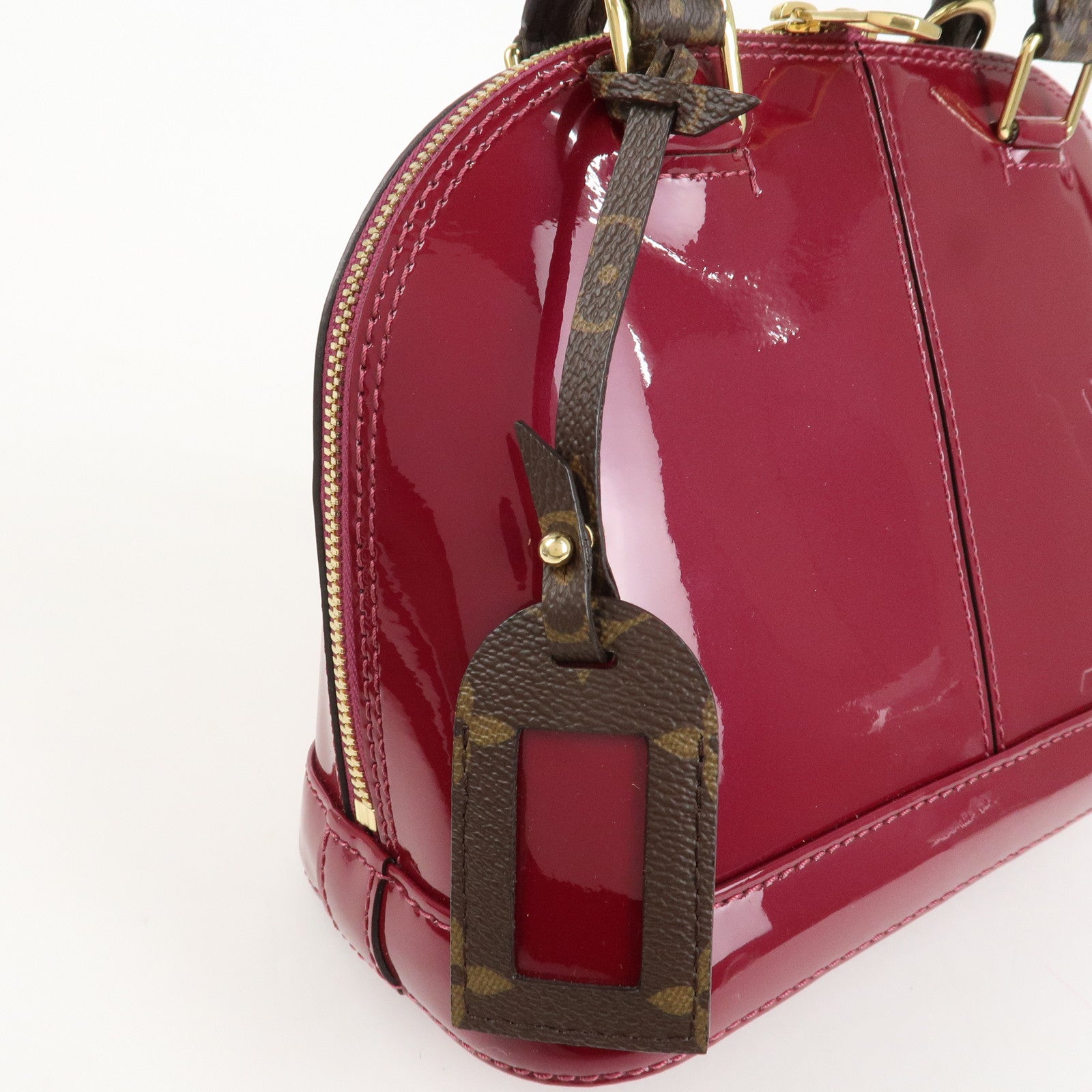 Louis Vuitton Monogram Vernis Alma BB 2Way Hand Bag Magenta M54785 Used