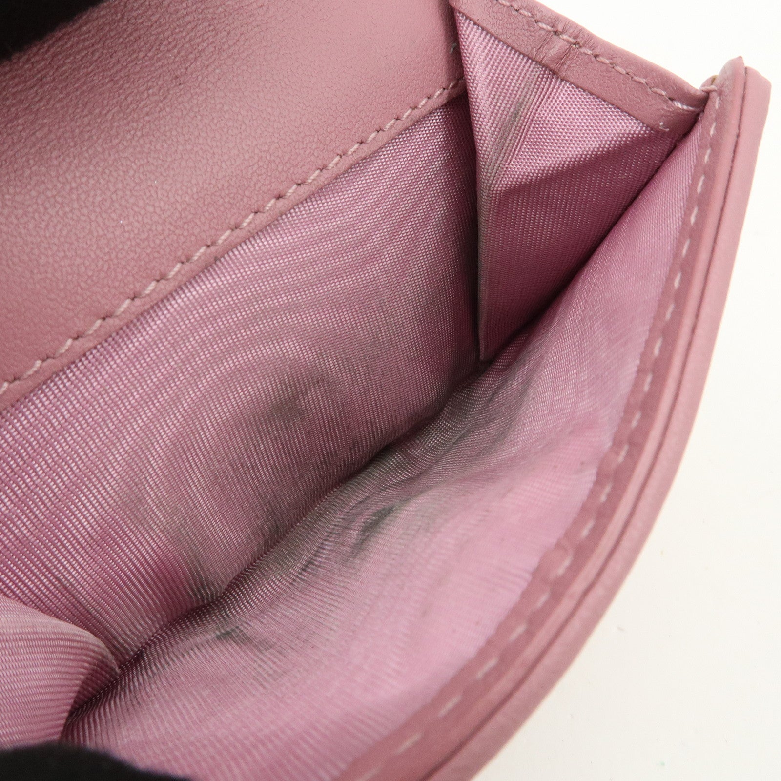 Christian Dior Cannage Leather Tri-fold Compact Wallet Pink