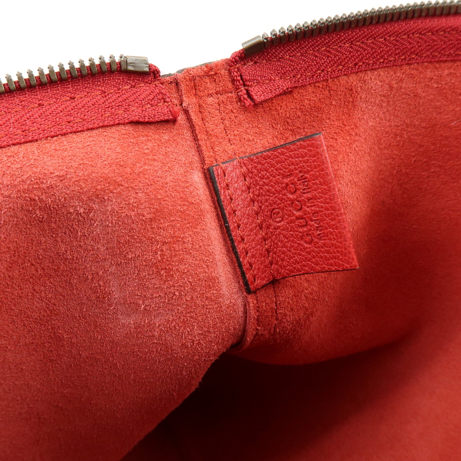 GUCCI Vintage Logo Medium Portfolio Leather Clutch Bag Red 500981