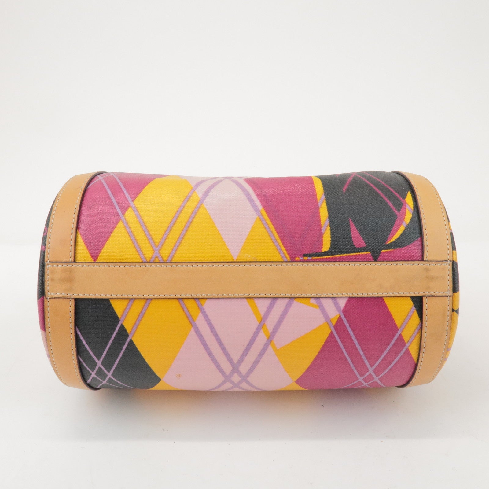 Christian Dior PVC Leather Hand Bag Light Brown Pink Orange