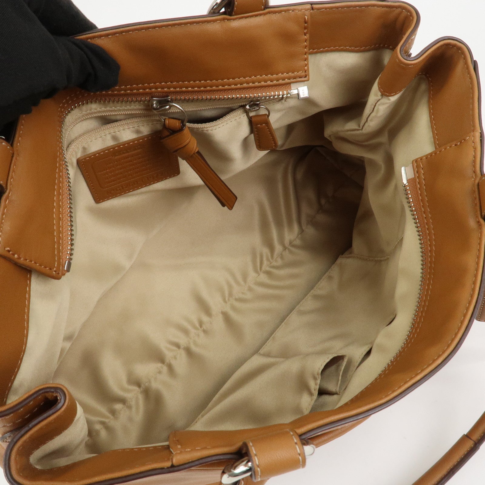 COACH Signature Canvas Leather Set of 2 Hand Bag Black Brown