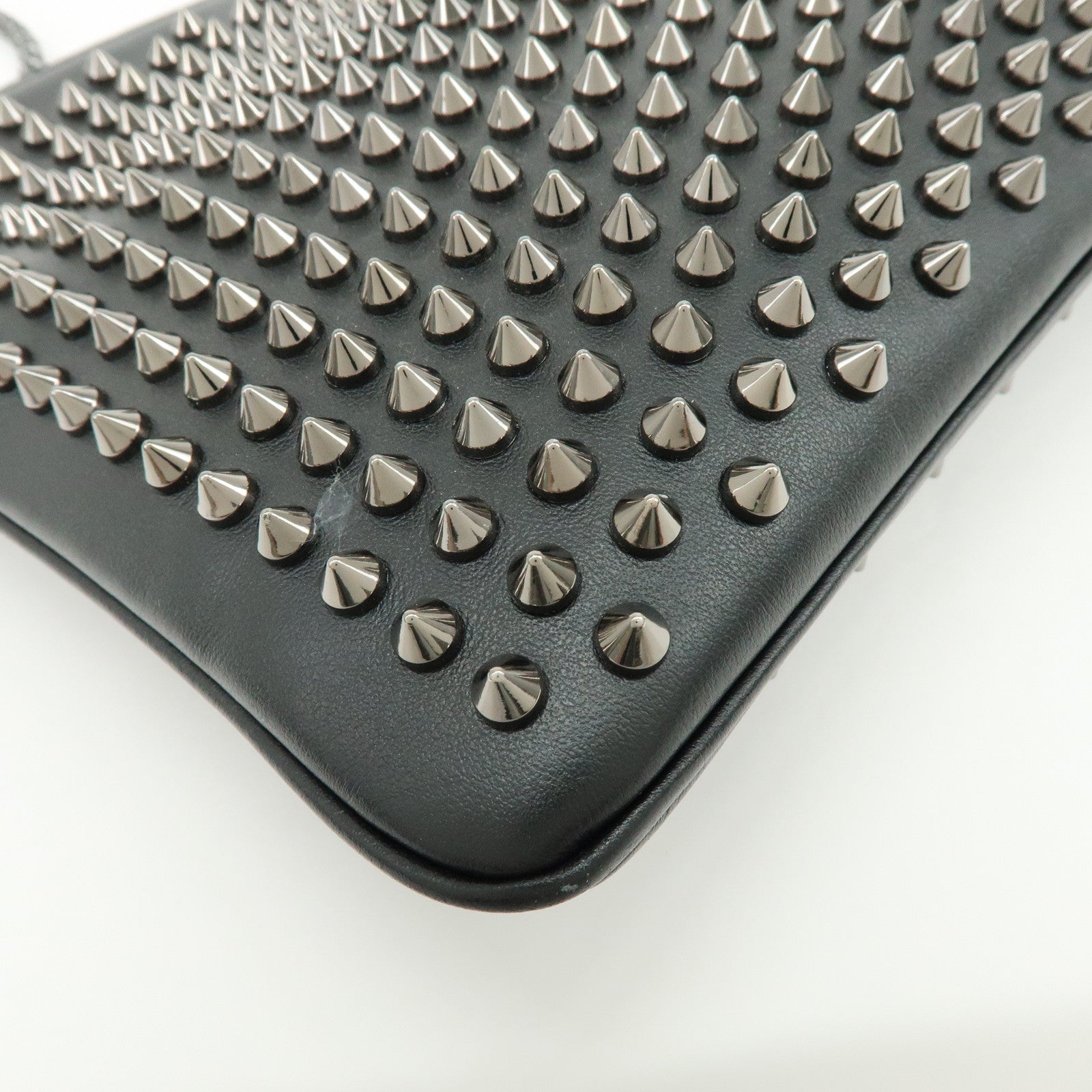 Christian Louboutin Leather 2Way Bag Chain Shoulder Bag Black Red