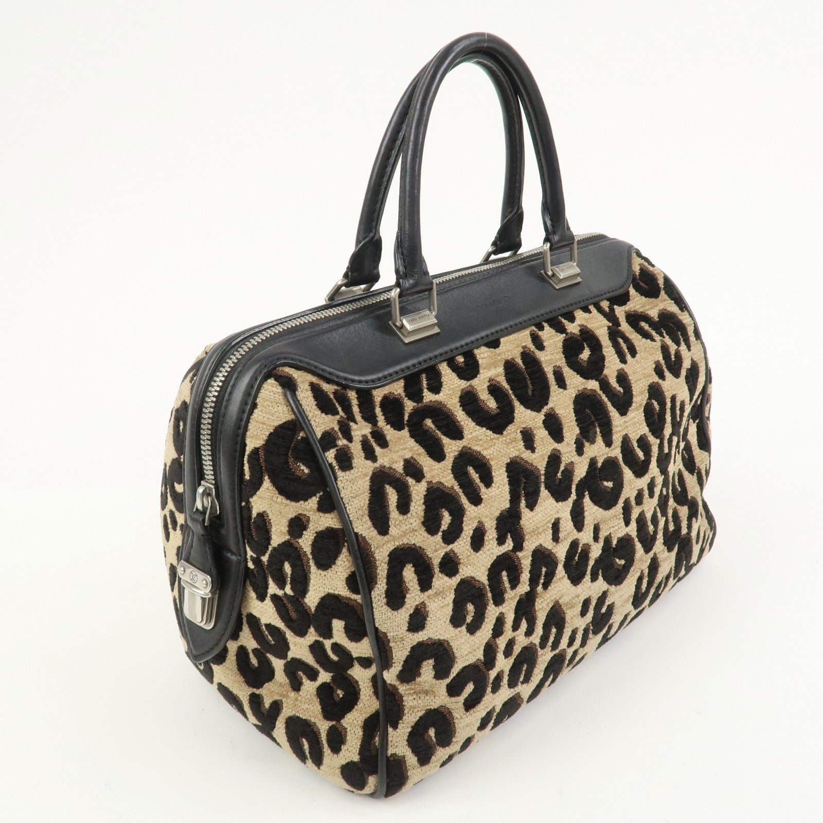 Louis Vuitton Speedy PM Leopard Corduroy Leather Hand Bag M97396